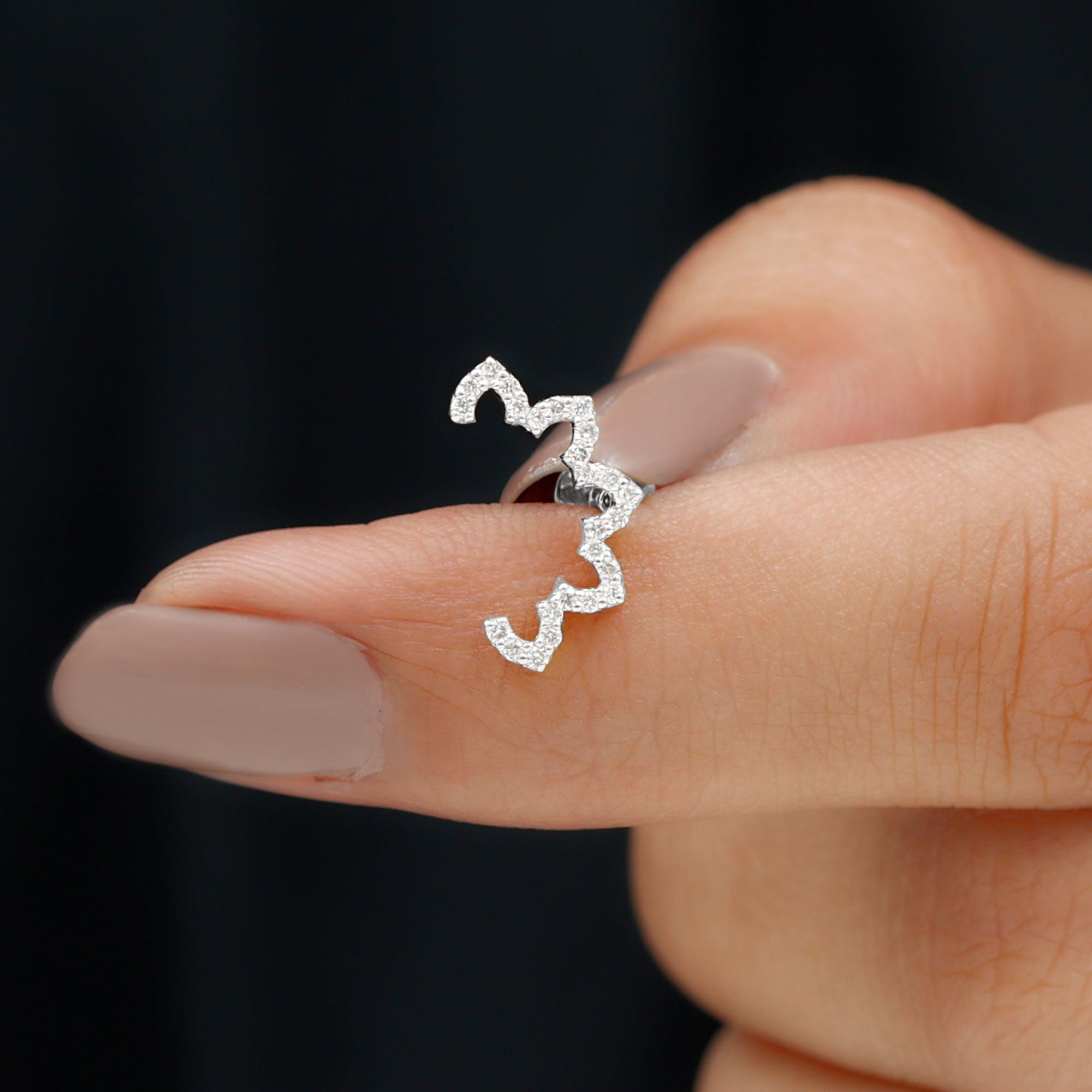 Certified Moissanite Designer Earring for Cartilage Piercing D-VS1 - Rosec Jewels