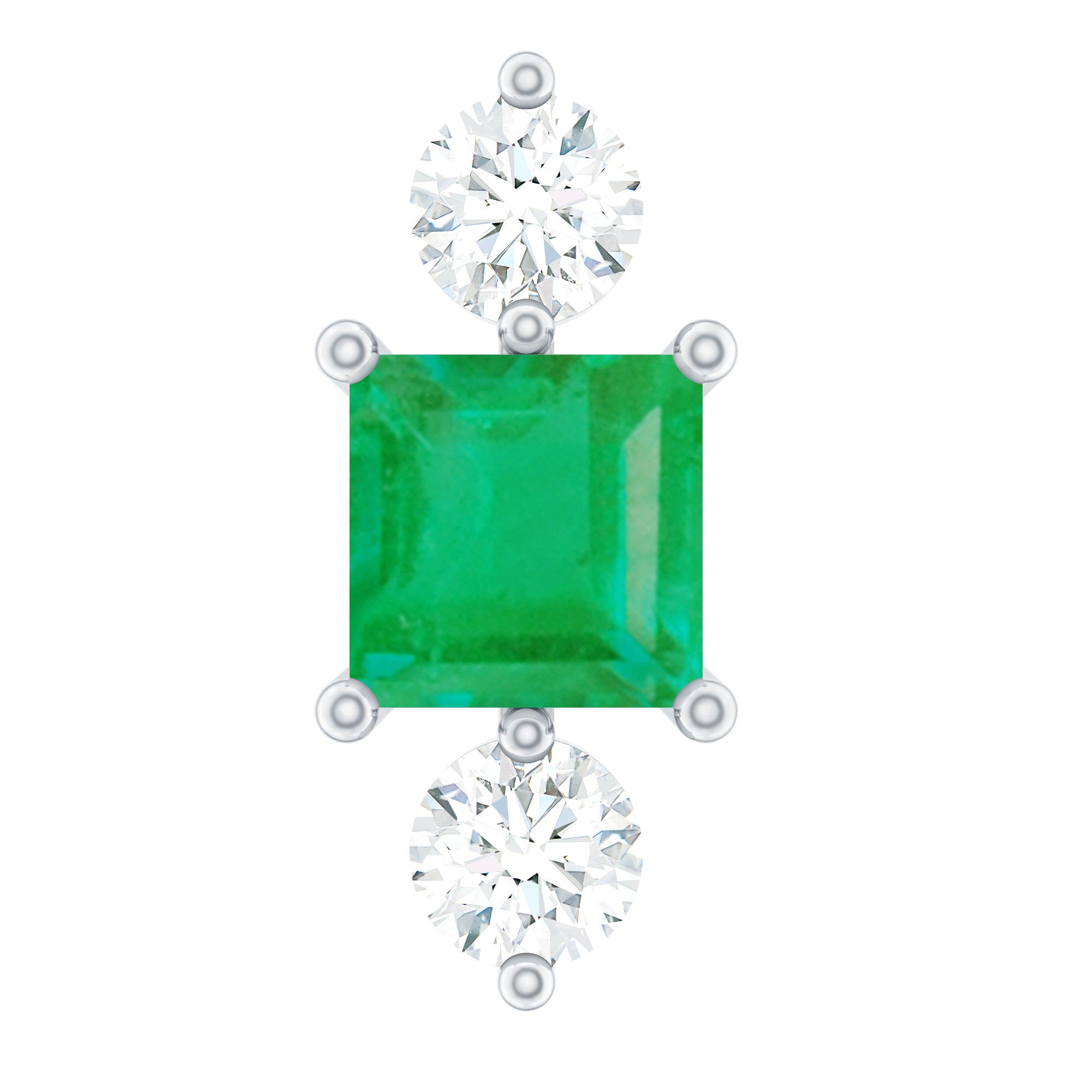 Natural Emerald and Lab Grown Diamond Helix Earring AAA - Rosec Jewels