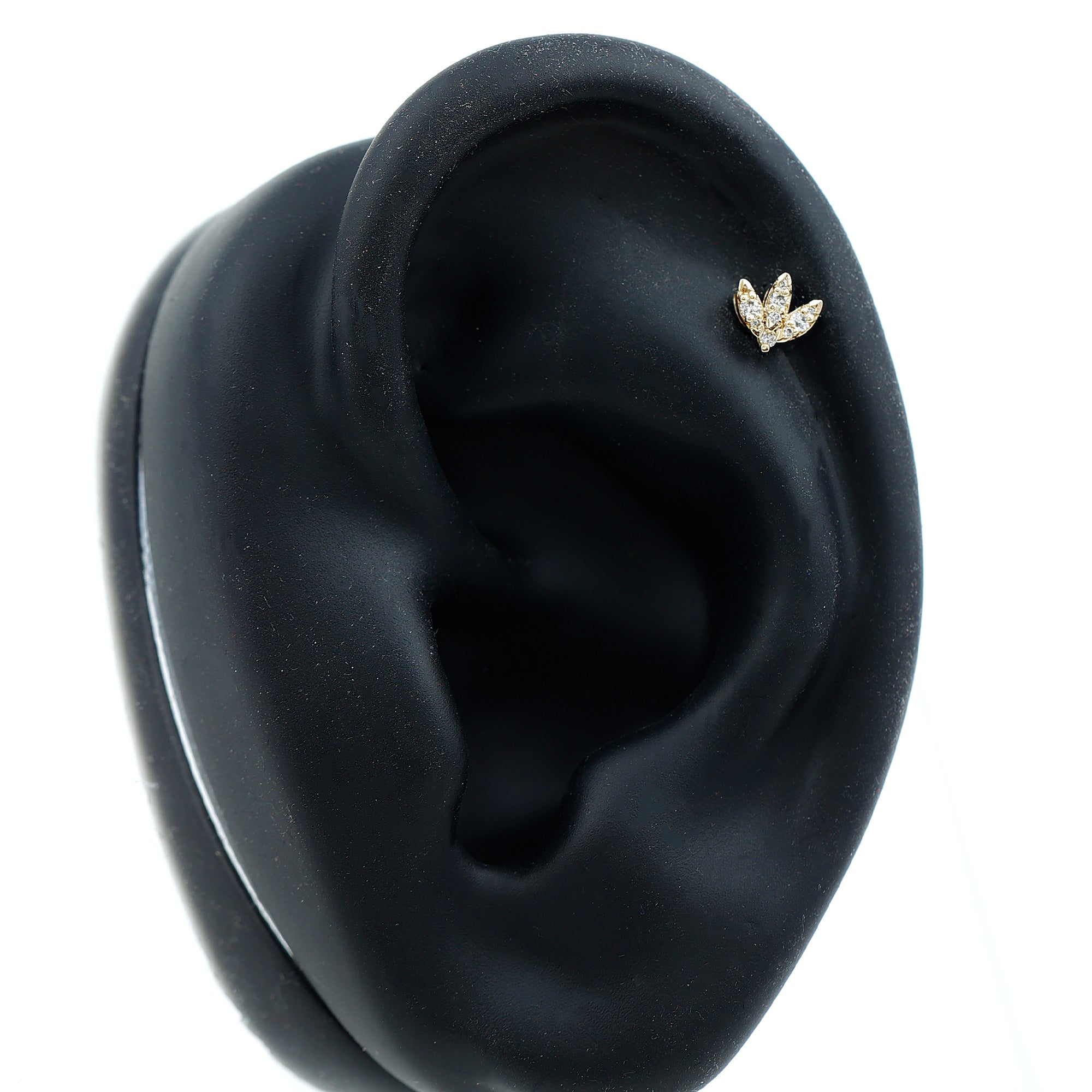 Exquisite Diamond Lotus Flower Earring for Helix Piercing Natural - ( HI-SI ) - Rosec Jewels
