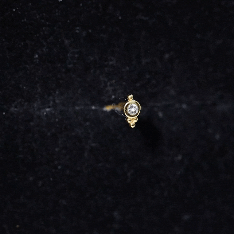 Dainty Diamond Beaded Conch Earring Natural - ( HI-SI ) - Rosec Jewels