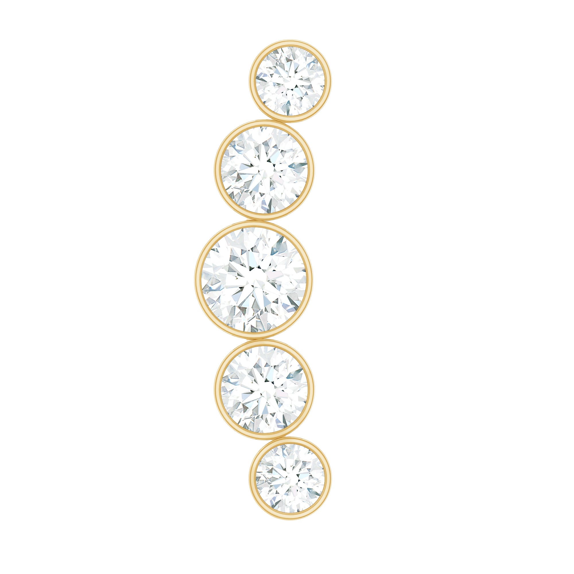 Bezel Set Round Moissanite Curved Crawler Earring
