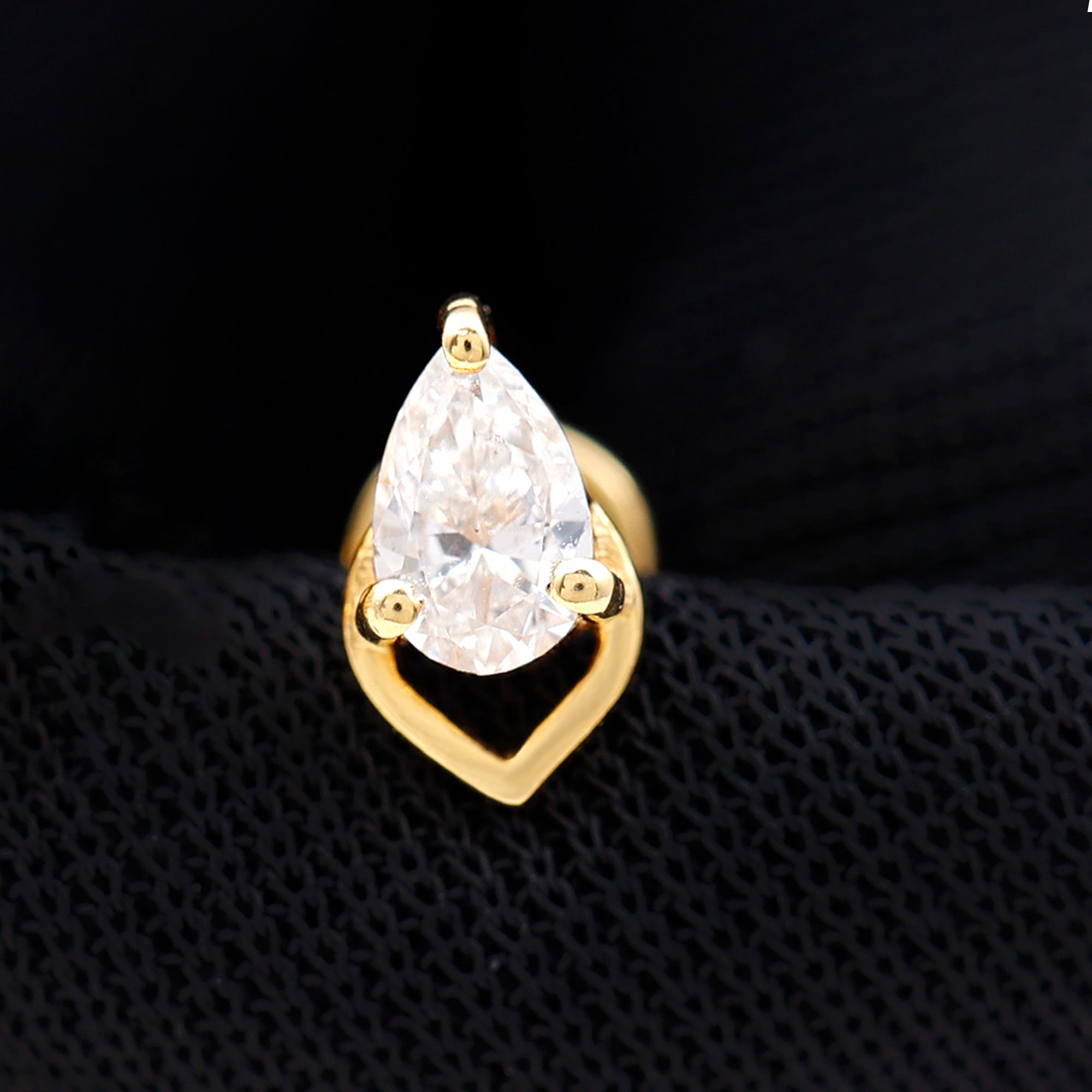 3X5MM Pear Shape Moissanite Solitaire Cartilage Earring D-VS1 - Rosec Jewels