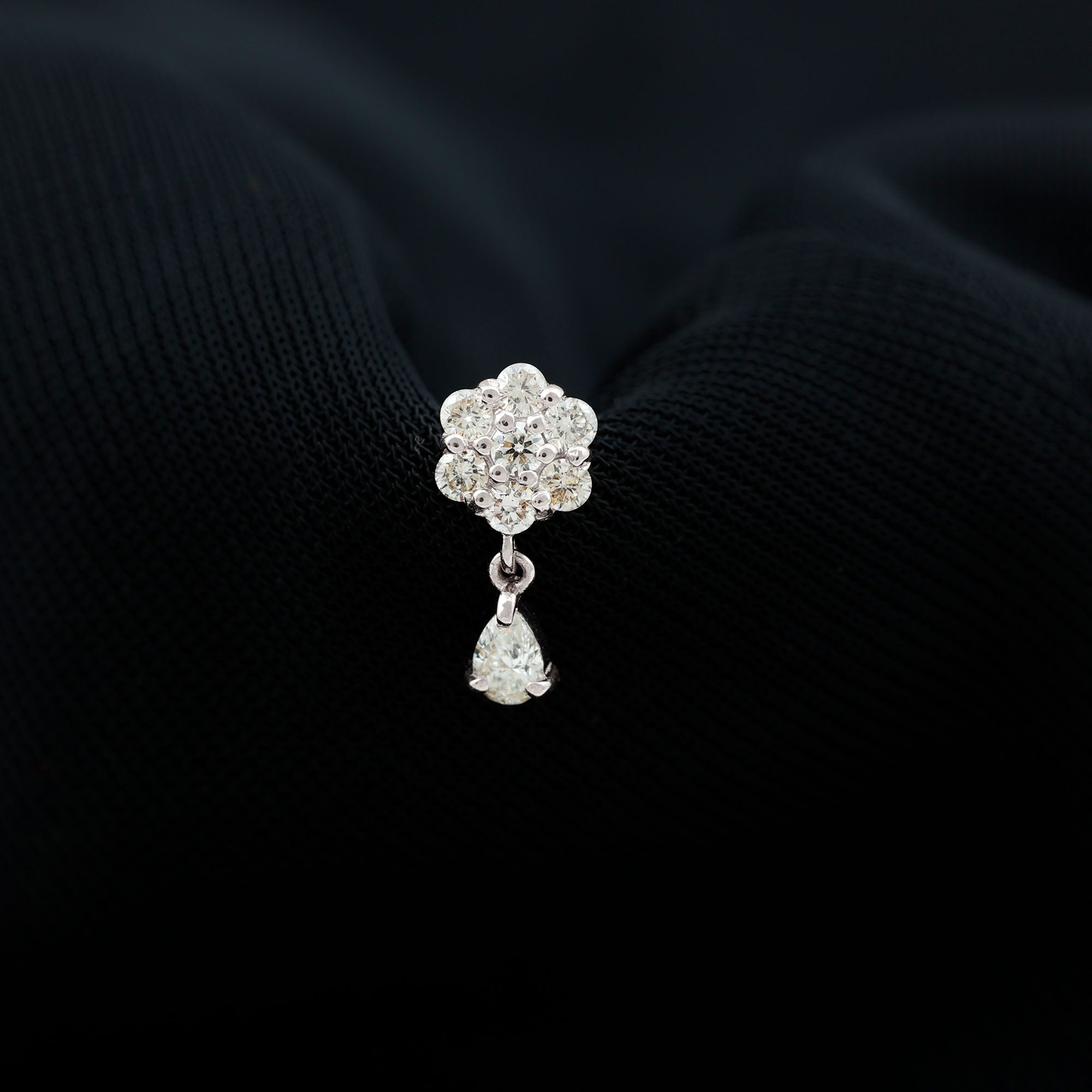Moissanite Floral Drop Earring for Helix Piercing D-VS1 - Rosec Jewels