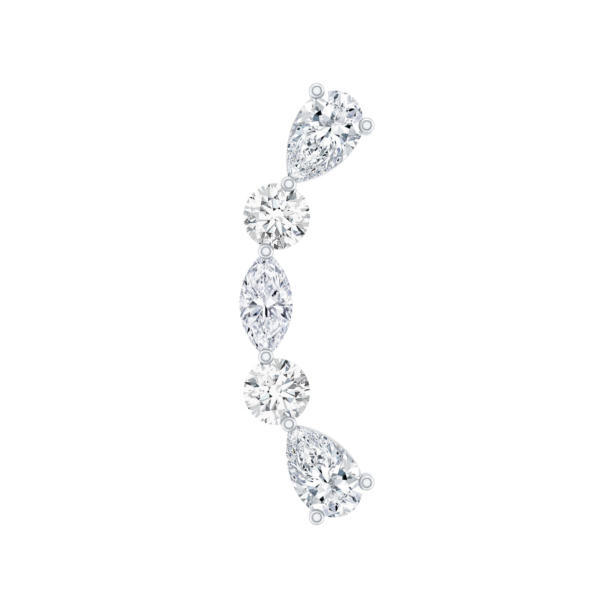 Certified Moissanite Curved Crawler Earring for Helix Piercing D-VS1 - Rosec Jewels