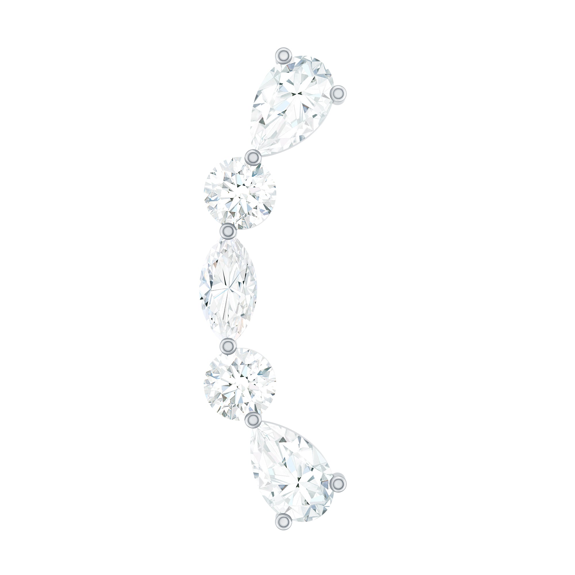 Certified Moissanite Curved Crawler Earring for Helix Piercing D-VS1 - Rosec Jewels