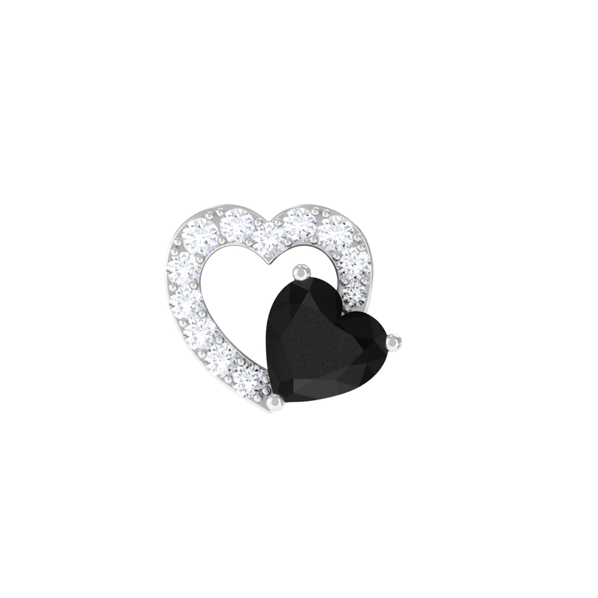 Rosec Jewels-Black Onyx and Moissanite Heart Helix Earring in Gold