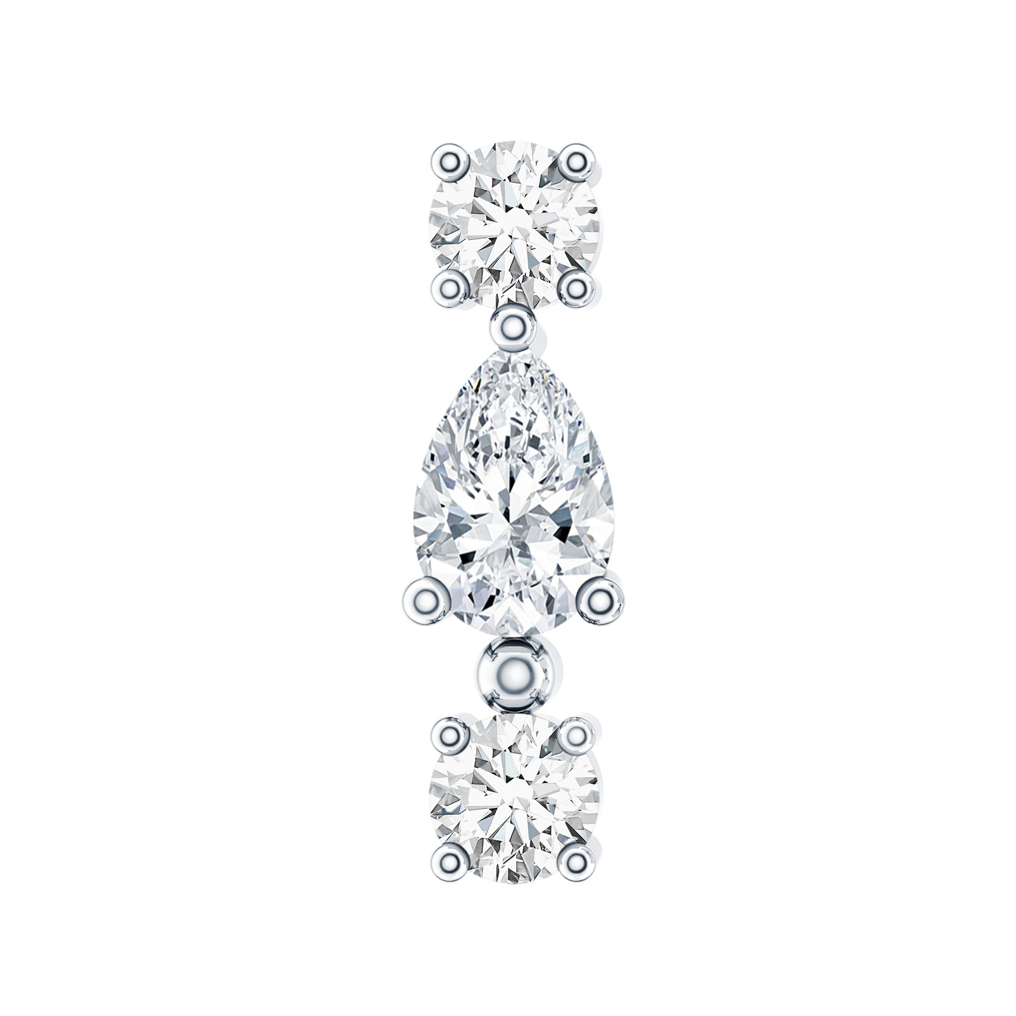 Natural Three Diamond Cartilage Earring with Flat Back Natural - ( HI-SI ) - Rosec Jewels