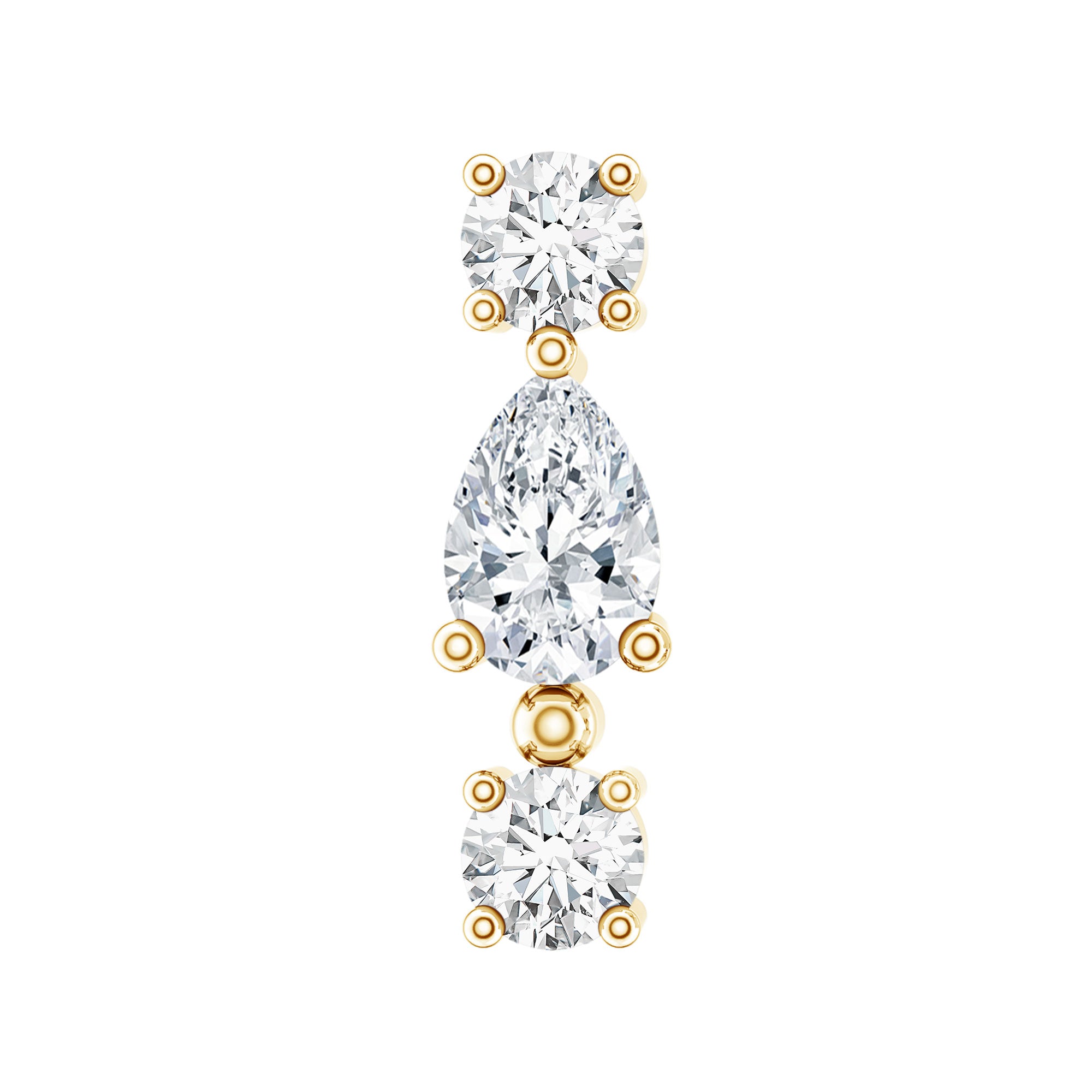 Natural Three Diamond Cartilage Earring with Flat Back Natural - ( HI-SI ) - Rosec Jewels