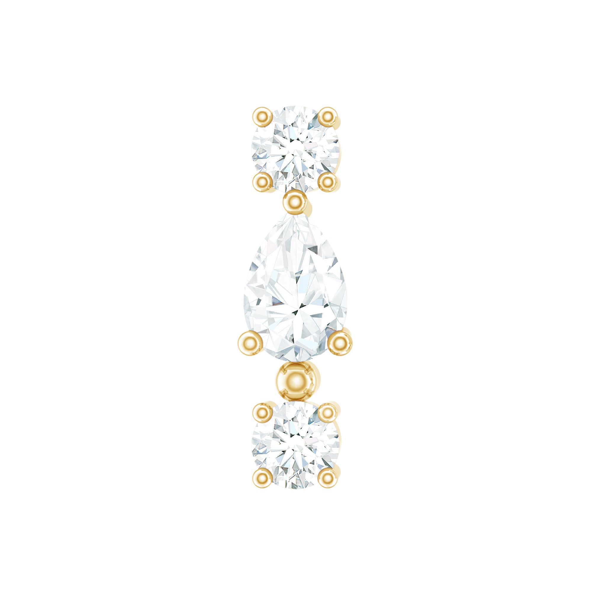 Natural Three Diamond Cartilage Earring with Flat Back