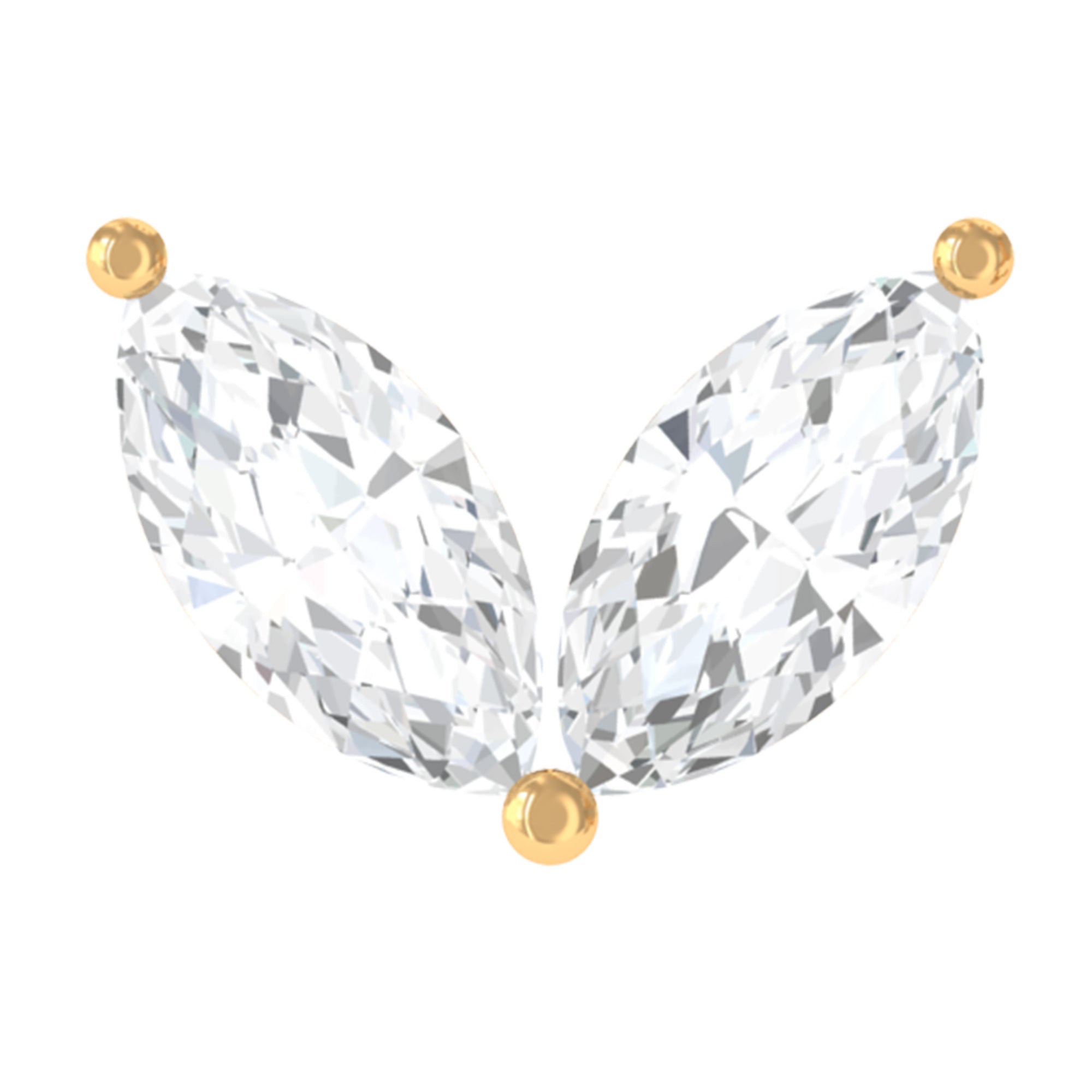 Marquise Cut Moissanite Two Stone Leaf Helix Earring D-VS1 - Rosec Jewels