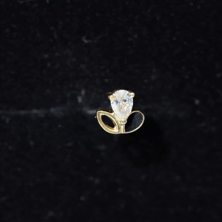Pear Cut Moissanite Cartilage Earring with Black Enamel D-VS1 - Rosec Jewels