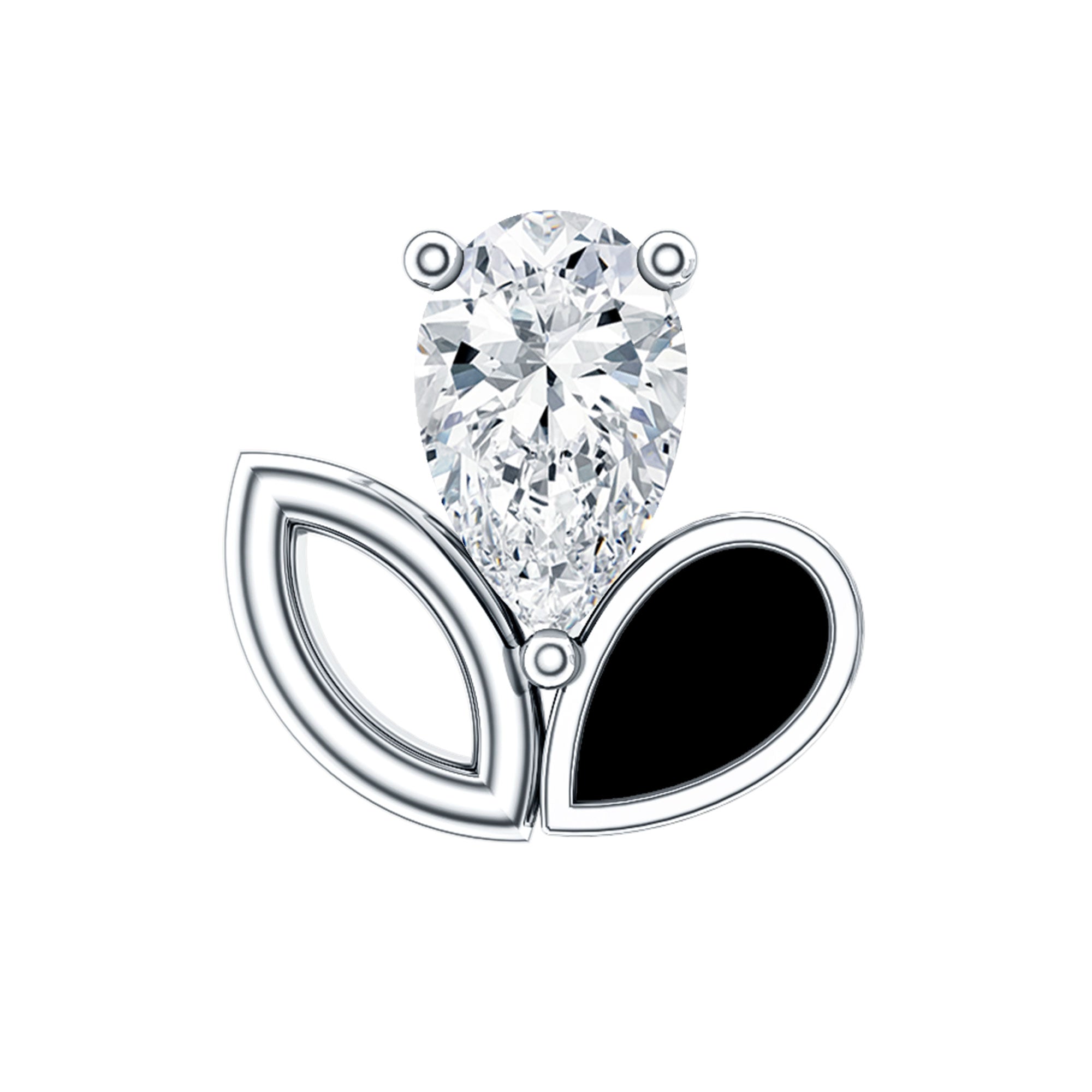 Pear Cut Moissanite Cartilage Earring with Black Enamel D-VS1 - Rosec Jewels