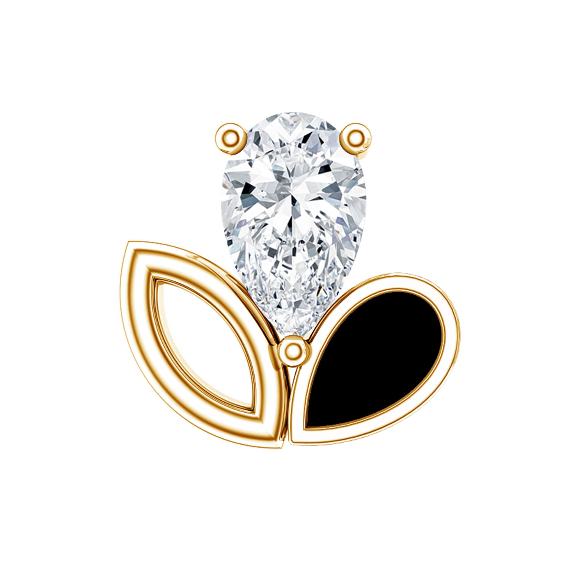 Pear Cut Moissanite Cartilage Earring with Black Enamel D-VS1 - Rosec Jewels