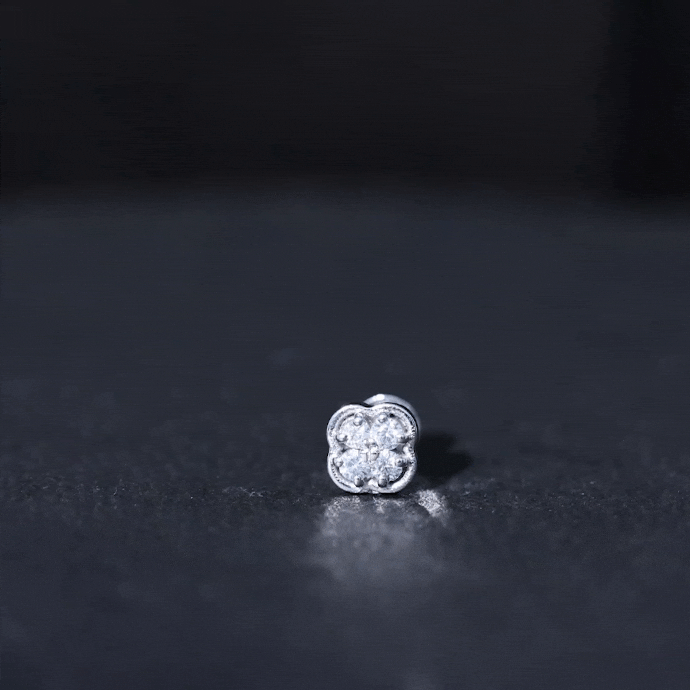 Moissanite Cluster Clover Earring for Helix Piercing D-VS1 - Rosec Jewels