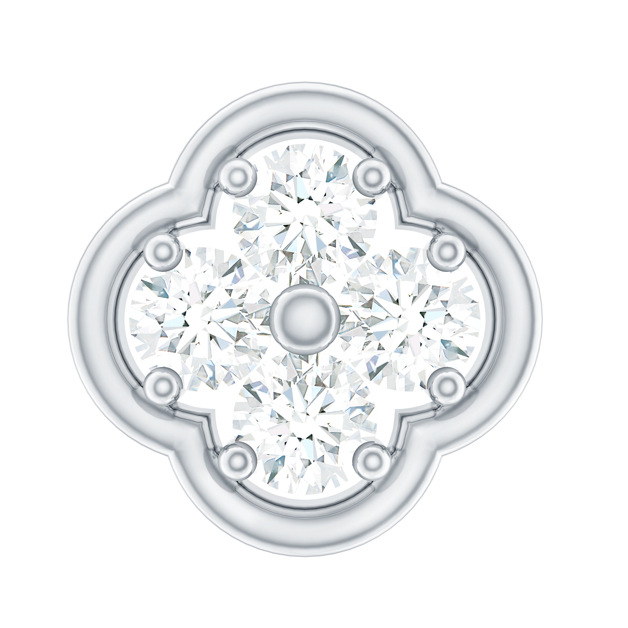 Moissanite Cluster Clover Earring for Helix Piercing