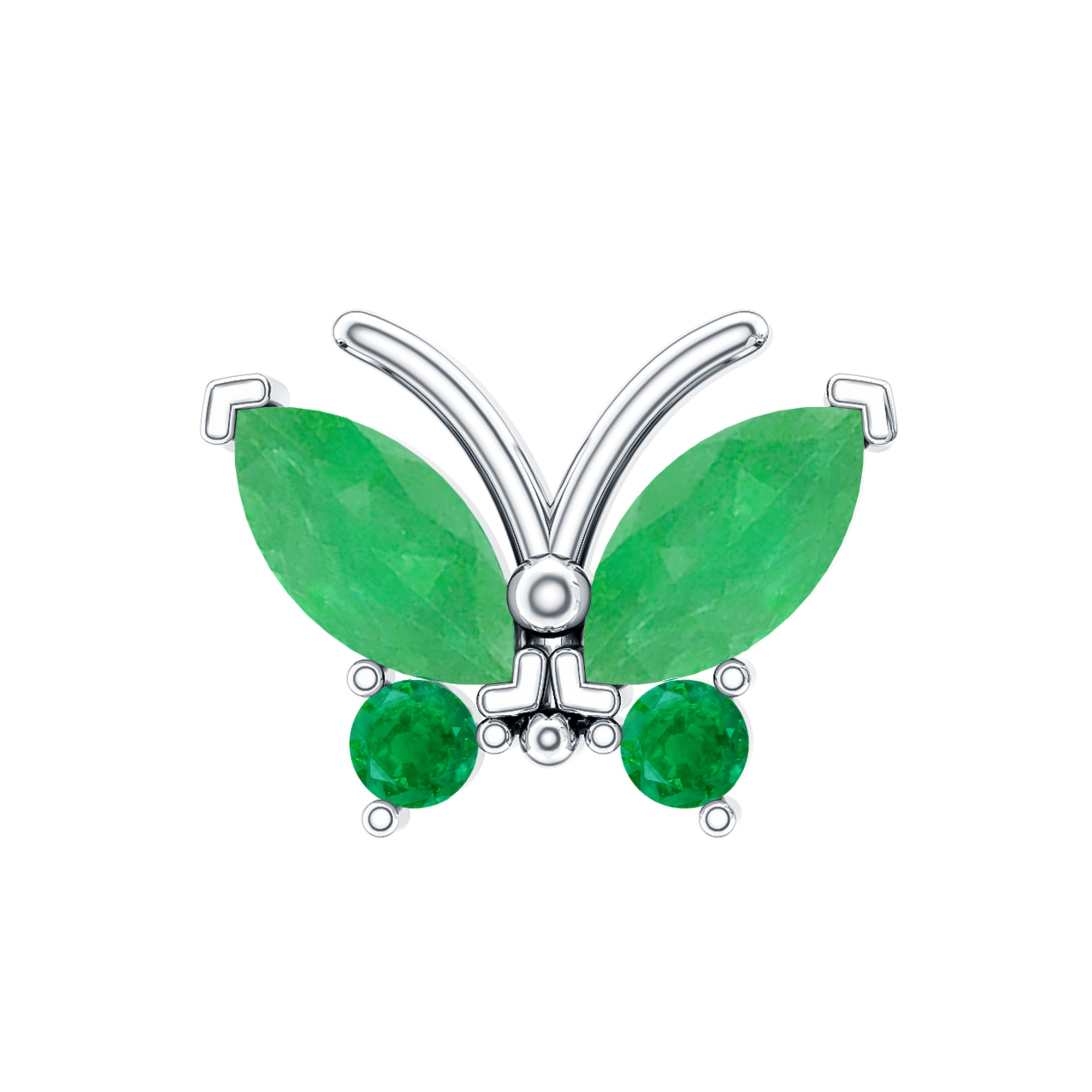 Natural Emerald Butterfly Earring for Cartilage Piercing AAA - Rosec Jewels