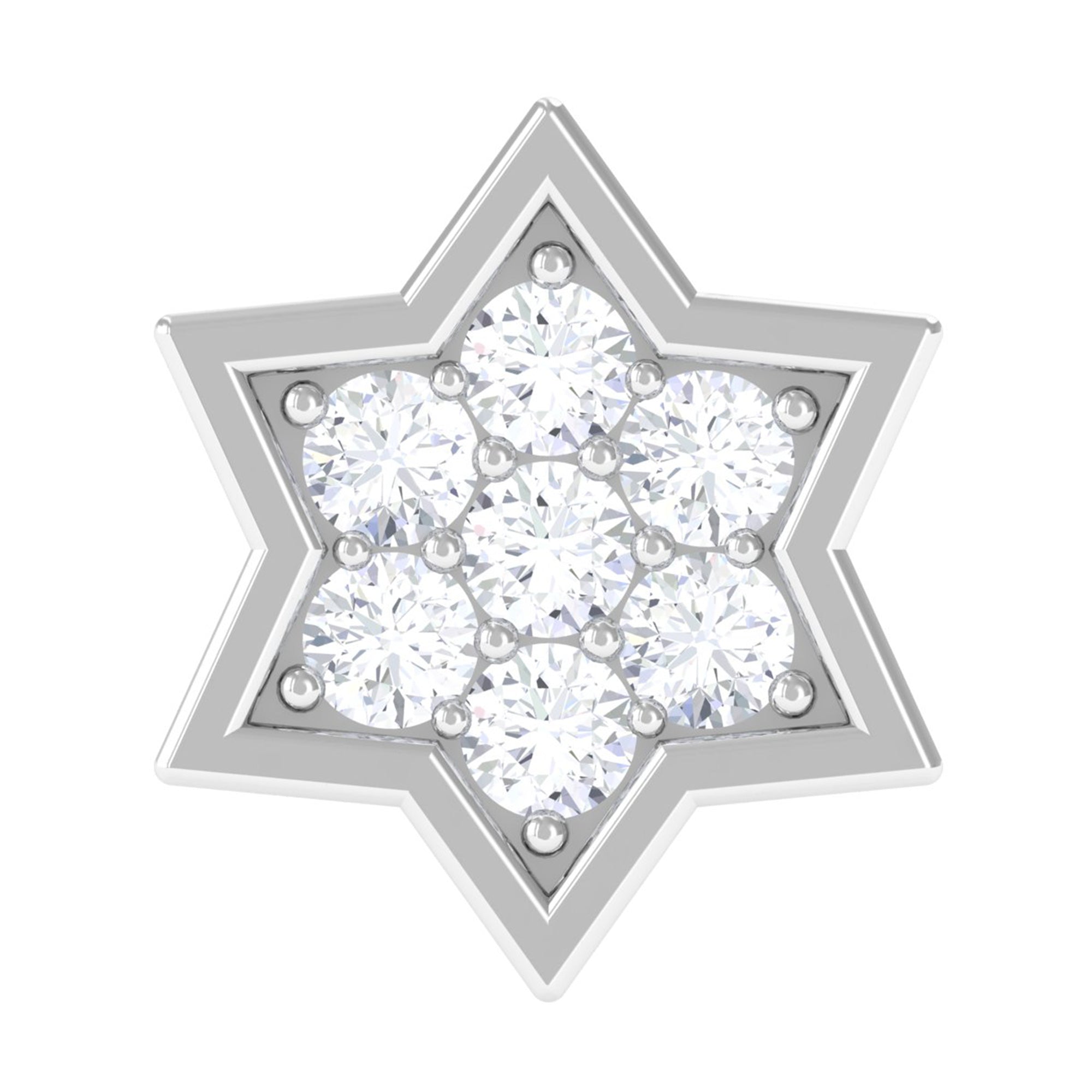 Round Moissanite Star Earring for Cartilage Piercing D-VS1 - Rosec Jewels