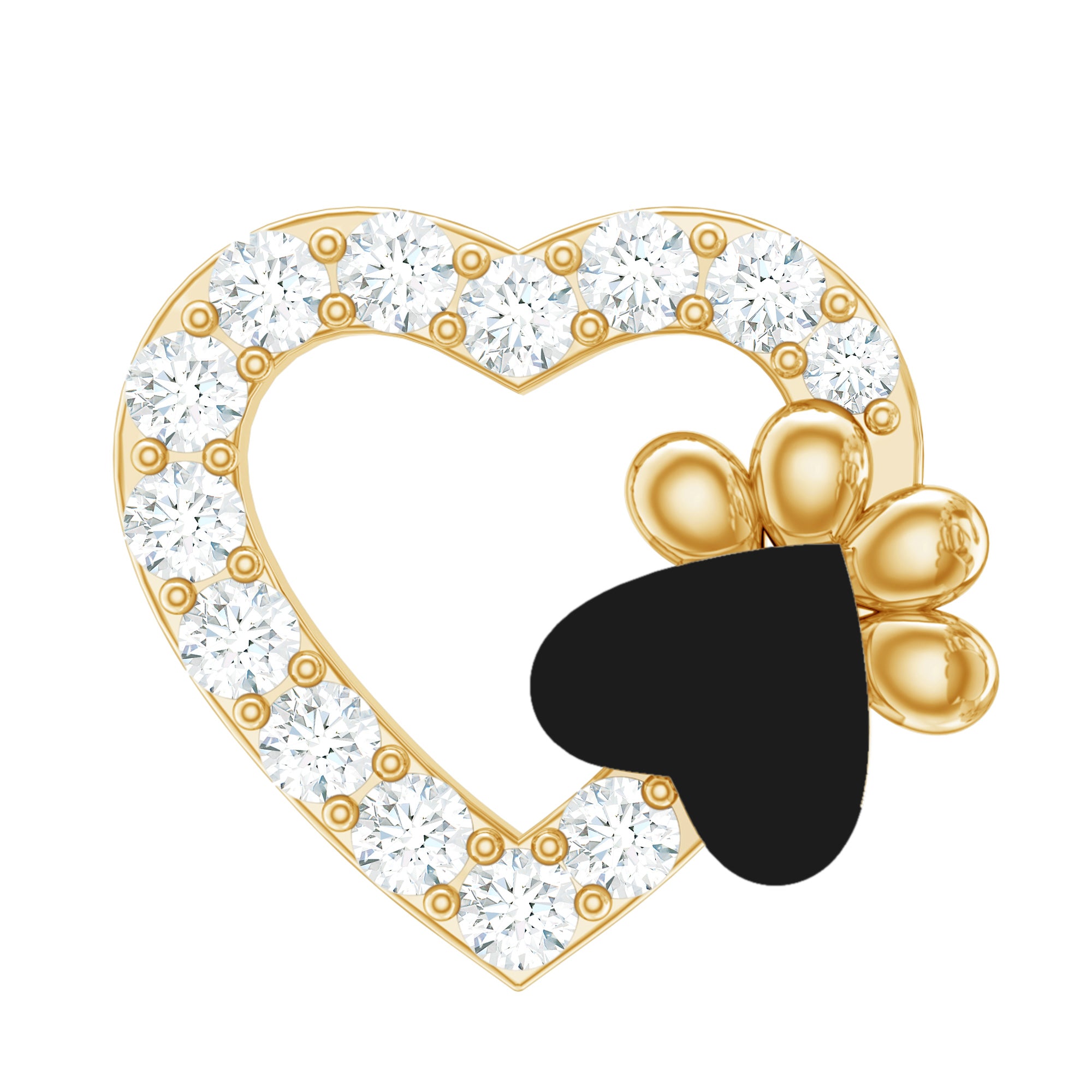 Certified Moissanite Paw and Heart Cartilage Earring with Enamel D-VS1 - Rosec Jewels