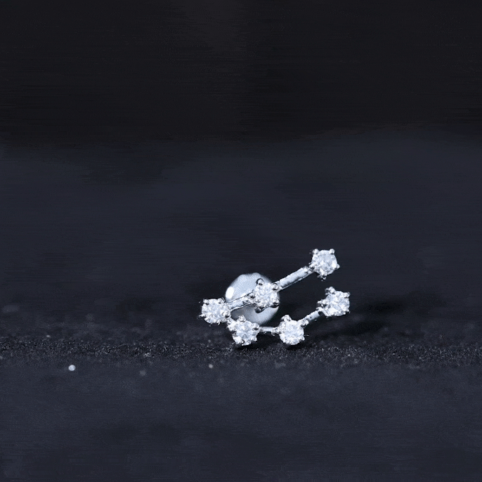 Certified Moissanite Capricorn Zodiac Ear Crawler Earring D-VS1 - Rosec Jewels