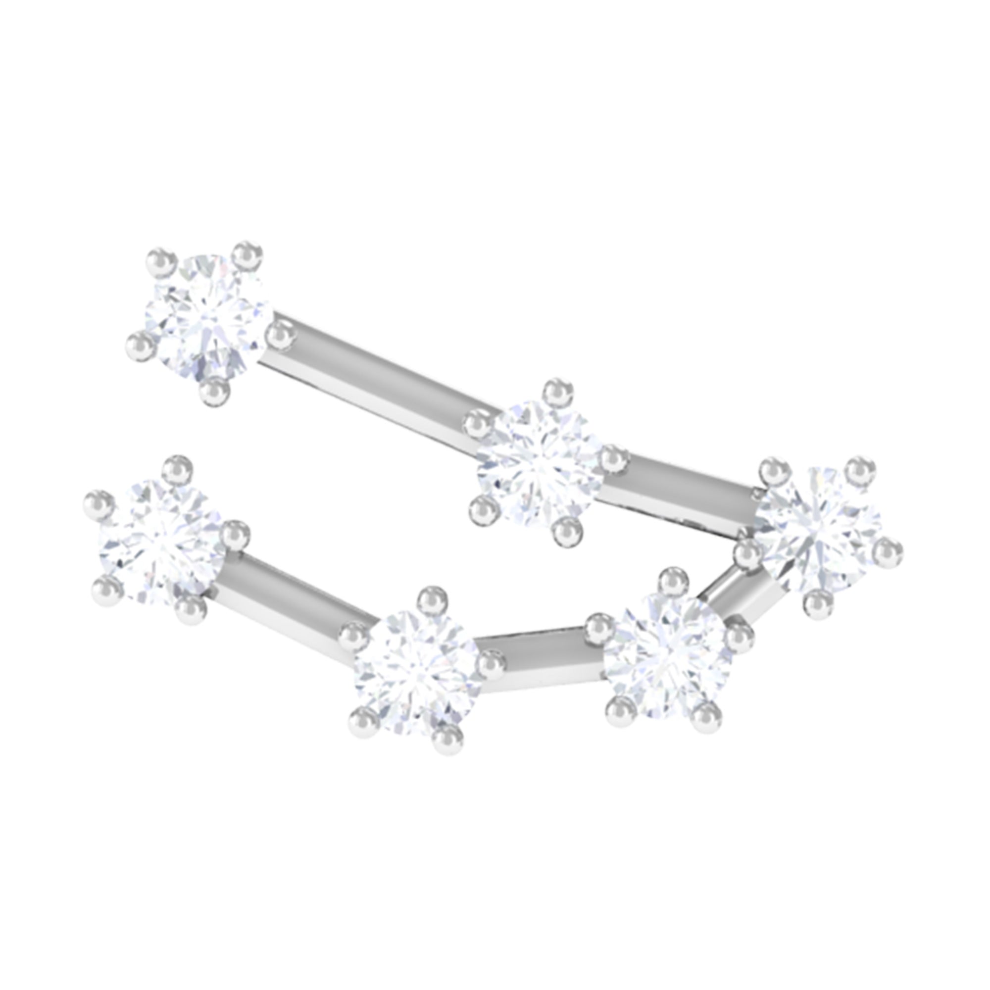 Certified Moissanite Capricorn Zodiac Ear Crawler Earring D-VS1 - Rosec Jewels