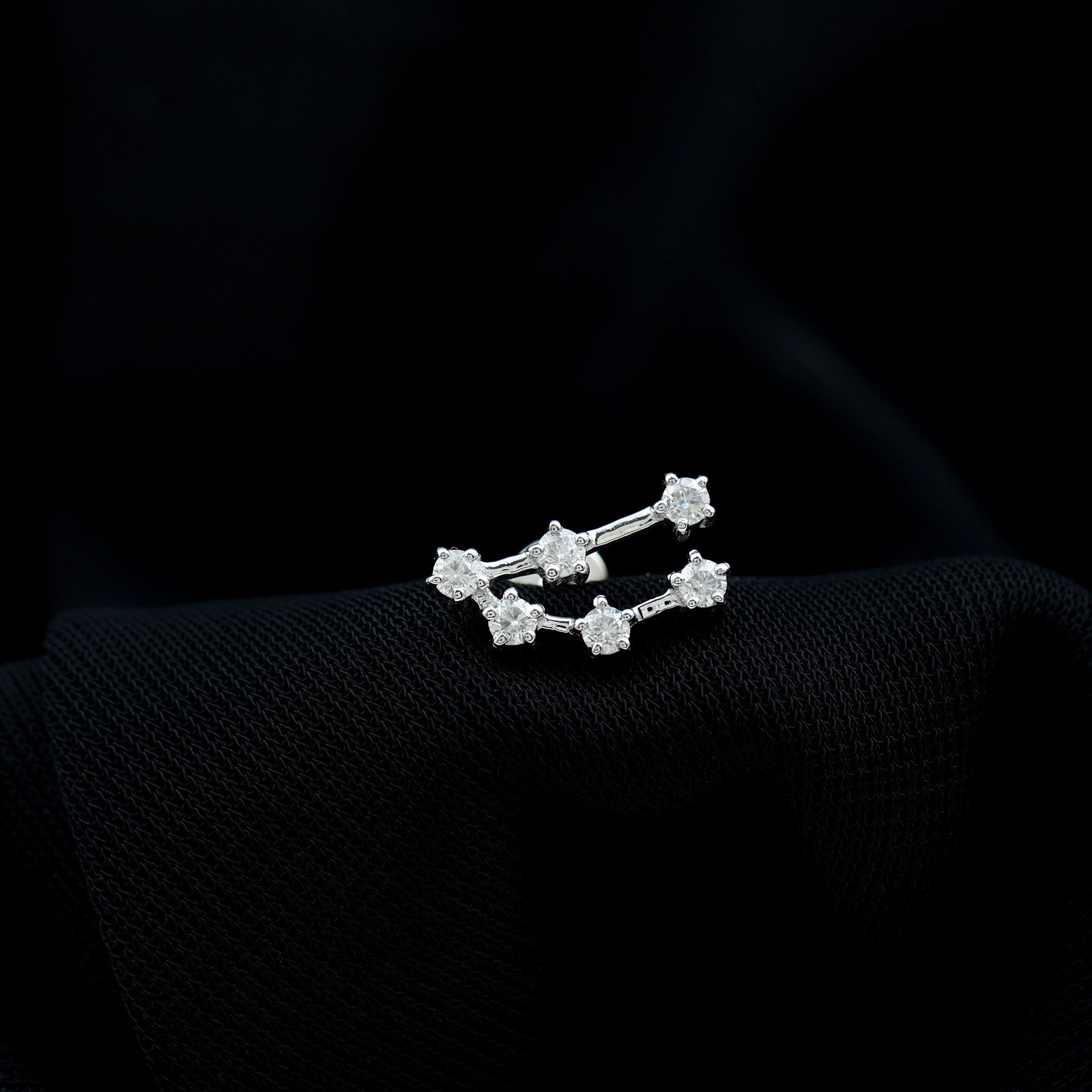 Certified Moissanite Capricorn Zodiac Ear Crawler Earring D-VS1 - Rosec Jewels