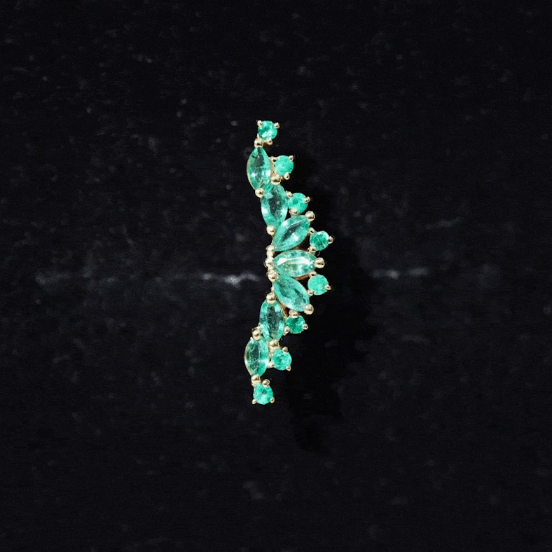Natural Marquise Emerald Crawler Cartilage Earring AAA - Rosec Jewels