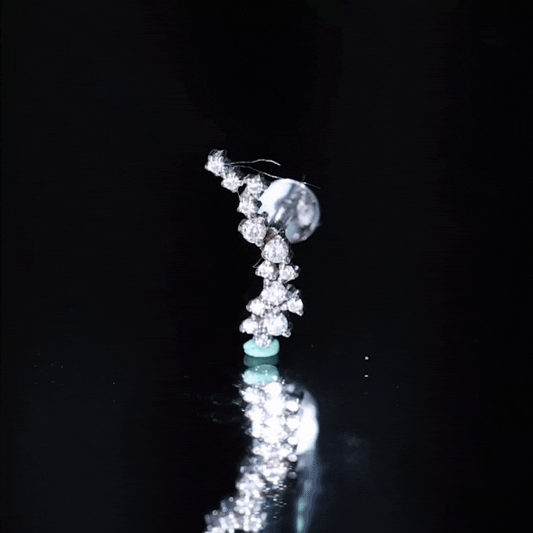 Certified Moissanite Cluster Crawler Earring For Her D-VS1 - Rosec Jewels