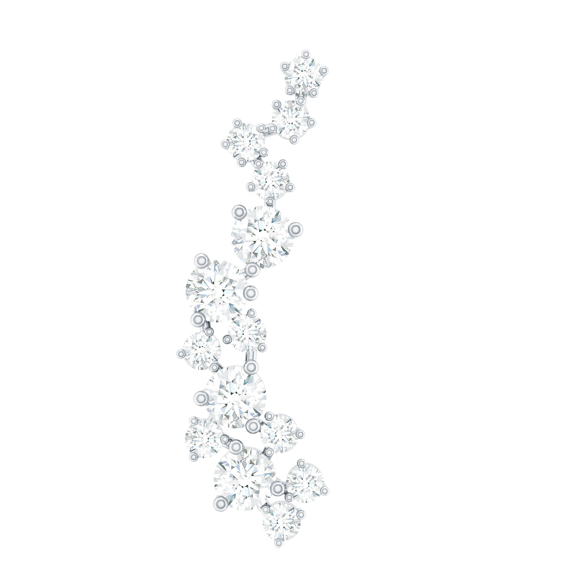 Certified Moissanite Cluster Crawler Earring For Her D-VS1 - Rosec Jewels
