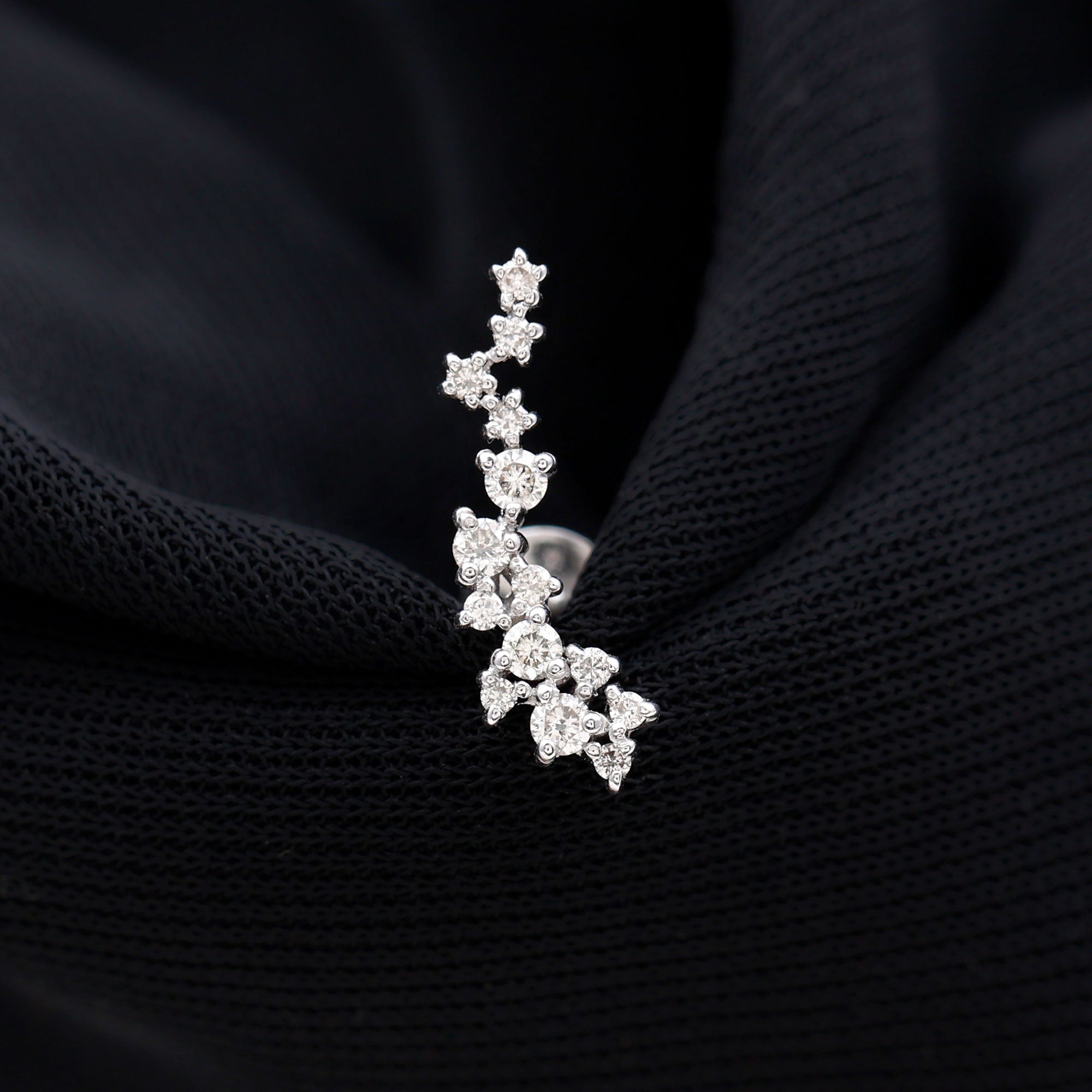 Certified Moissanite Cluster Crawler Earring For Her D-VS1 - Rosec Jewels