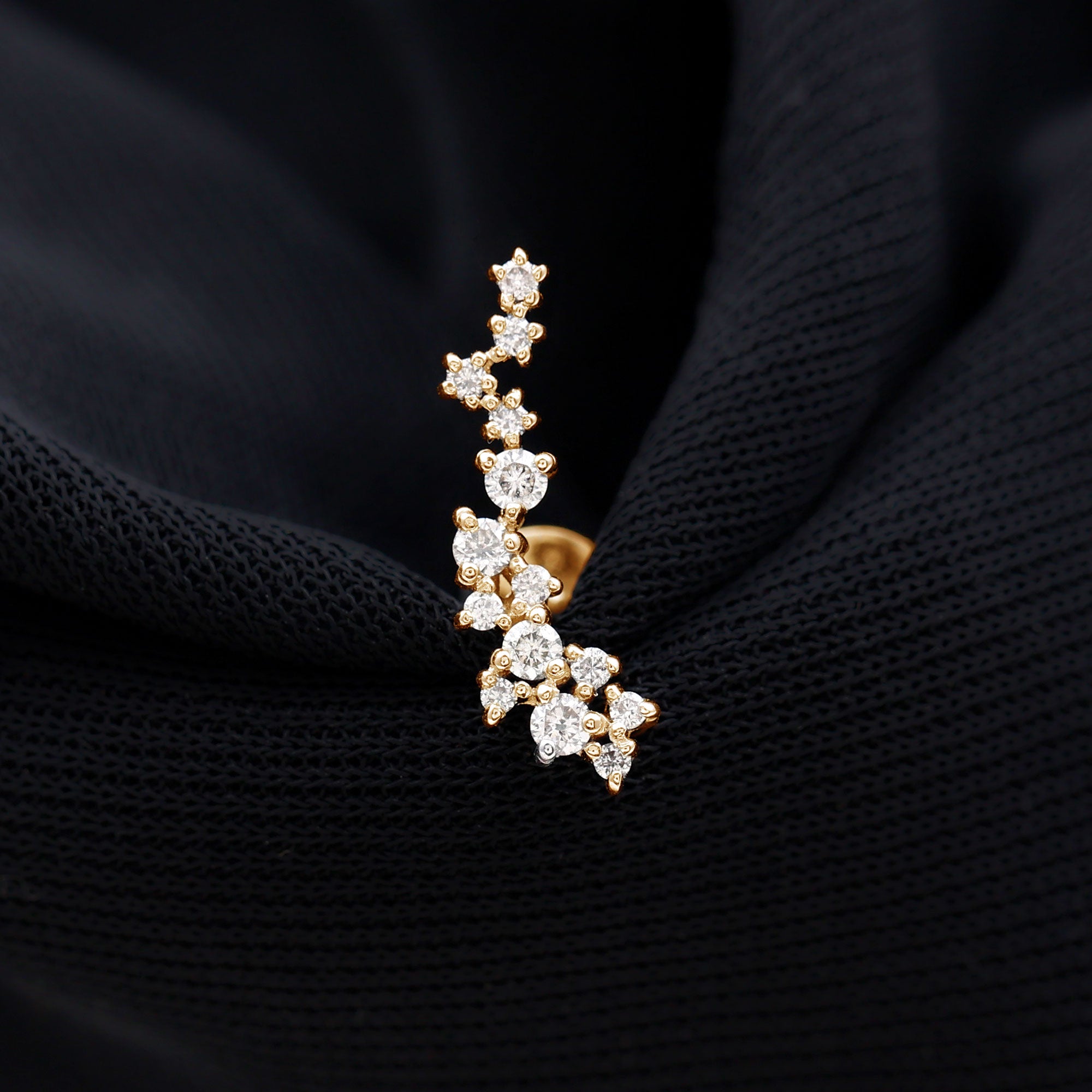 Certified Moissanite Cluster Crawler Earring For Her D-VS1 - Rosec Jewels