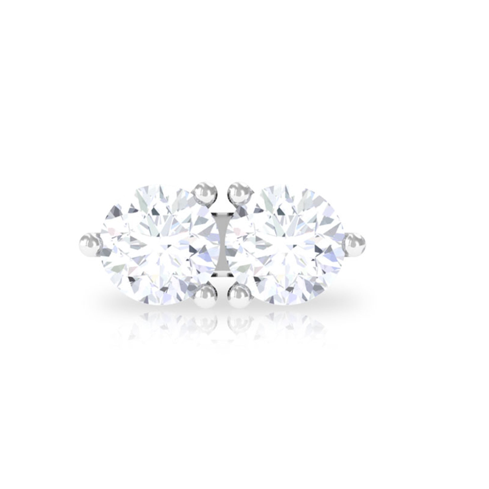 Minimalist Moissanite 2 Stone Earring for Tragus Piercing D-VS1 - Rosec Jewels