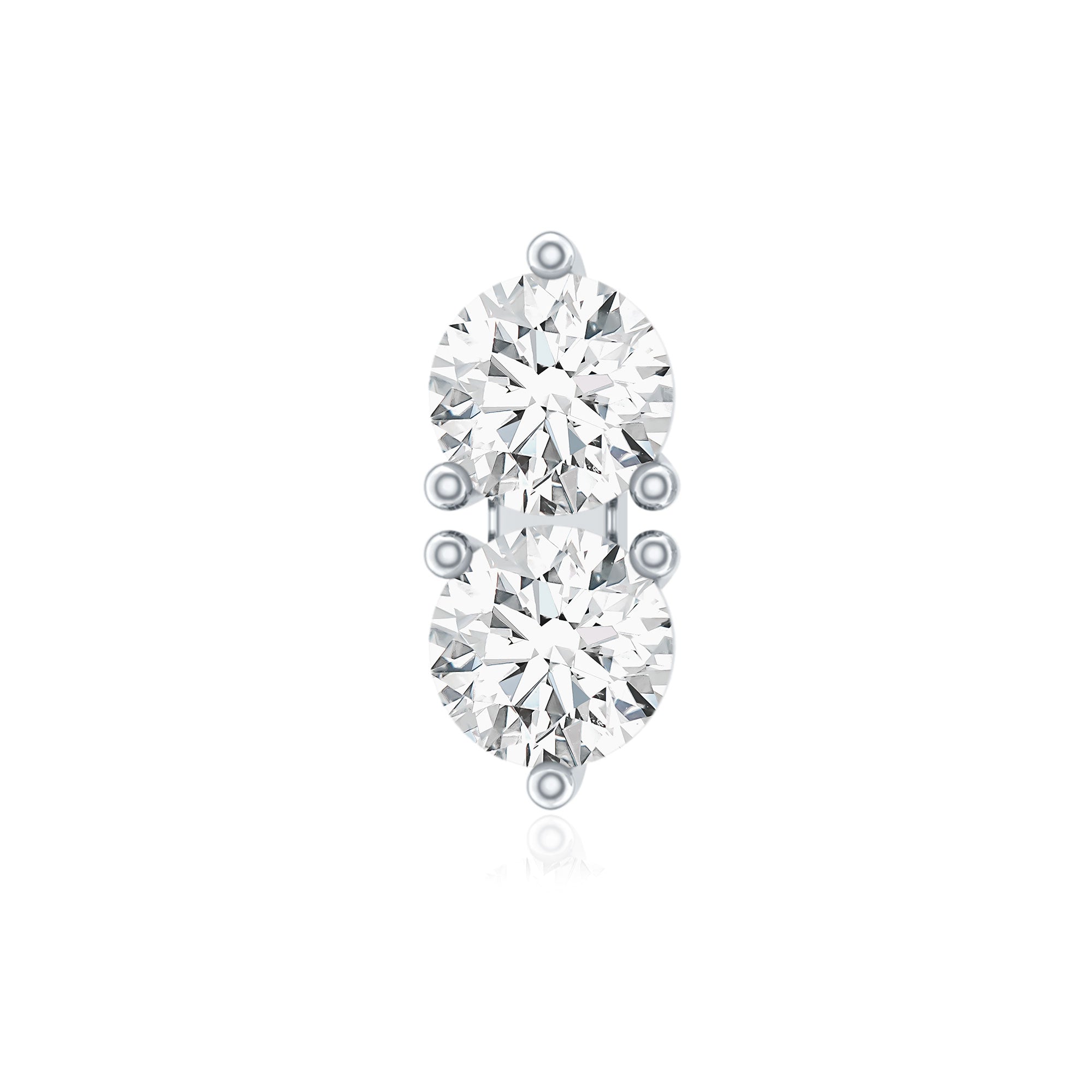 Minimalist Moissanite 2 Stone Earring for Tragus Piercing D-VS1 - Rosec Jewels