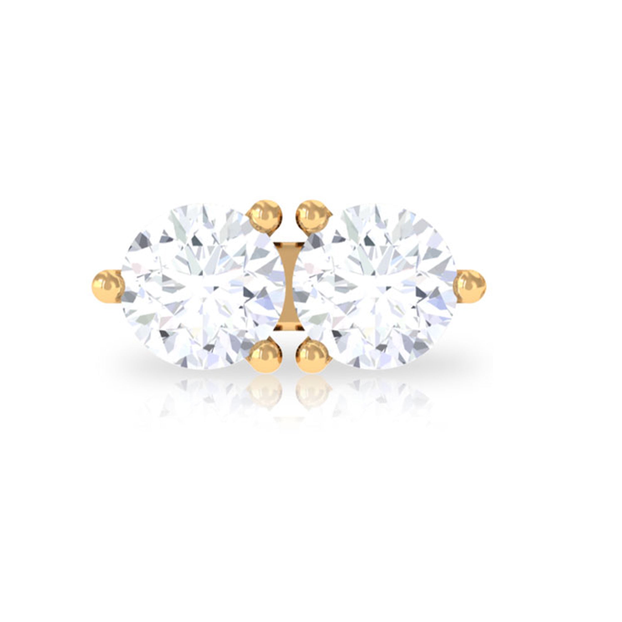 Minimalist Moissanite 2 Stone Earring for Tragus Piercing D-VS1 - Rosec Jewels