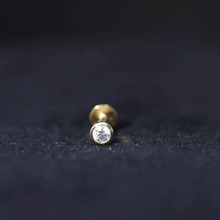 Dainty Moissanite Conch Cartilage Earring in Bezel Setting D-VS1 - Rosec Jewels
