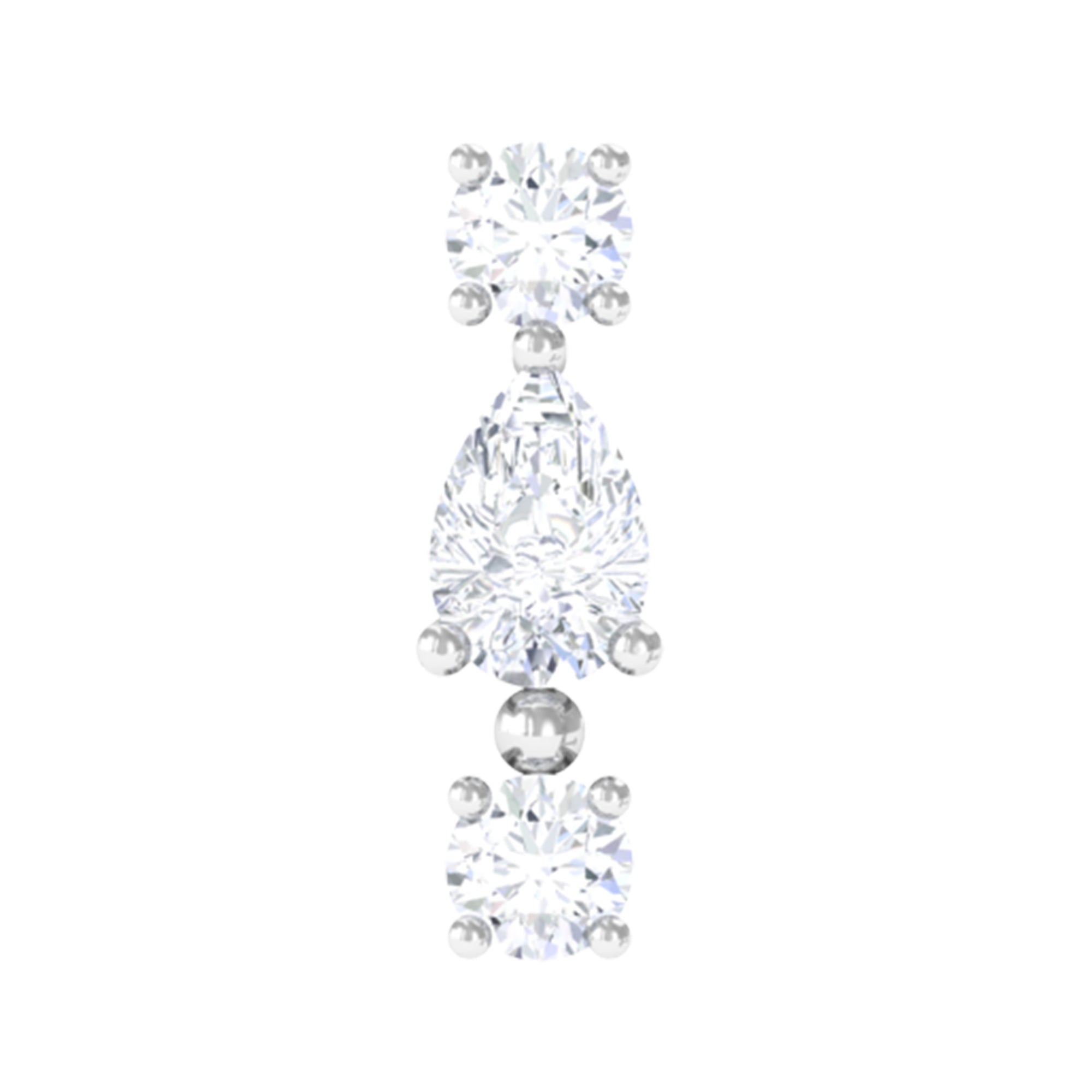 Certified Moissanite 3 Stone Tragus Earring