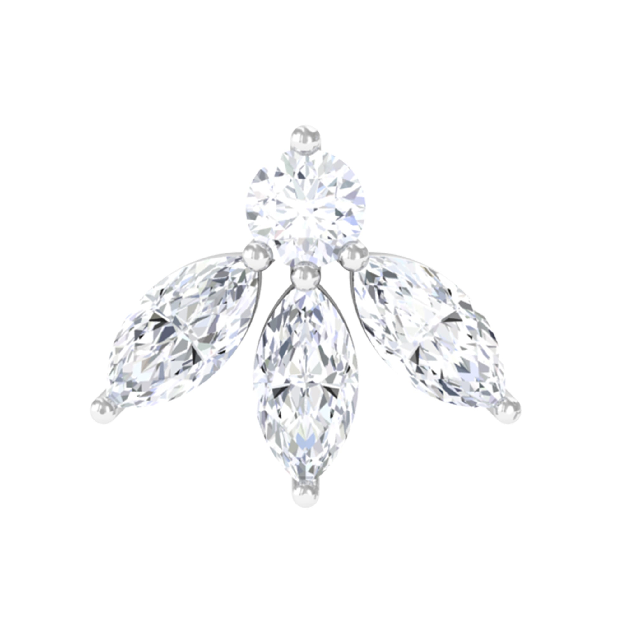 Certified Moissanite Leaf Piercing Earring D-VS1 - Rosec Jewels