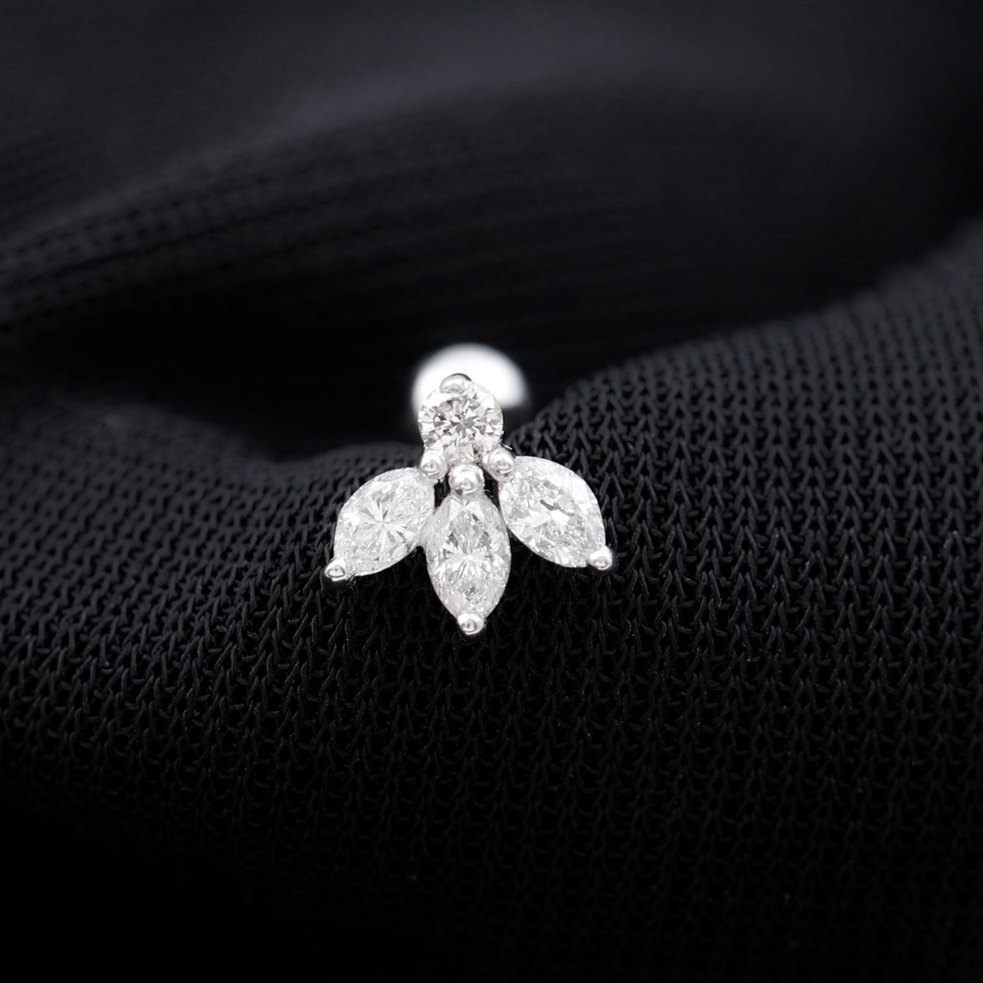 Certified Moissanite Leaf Piercing Earring D-VS1 - Rosec Jewels