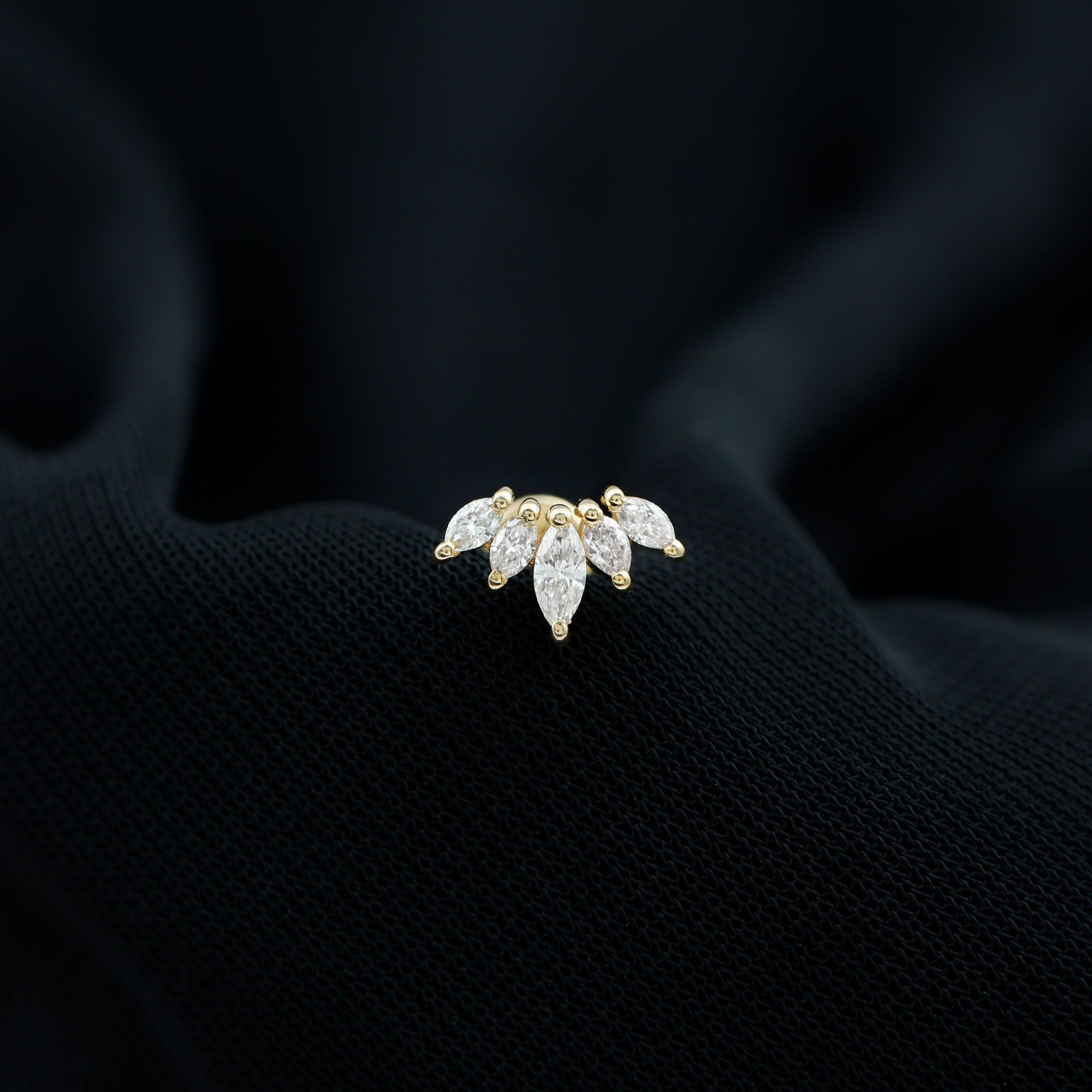 Marquise Moissanite Leaf Ear Crawler Earring D-VS1 - Rosec Jewels
