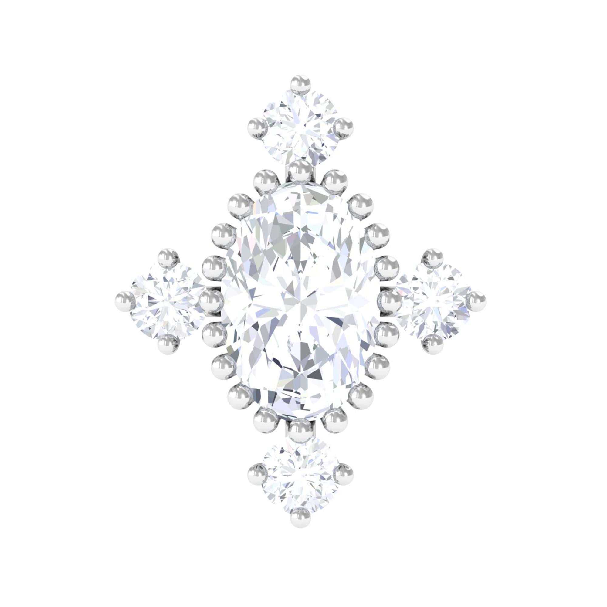 Vintage Inspired Oval Diamond Cartilage Earring Natural - ( HI-SI ) - Rosec Jewels