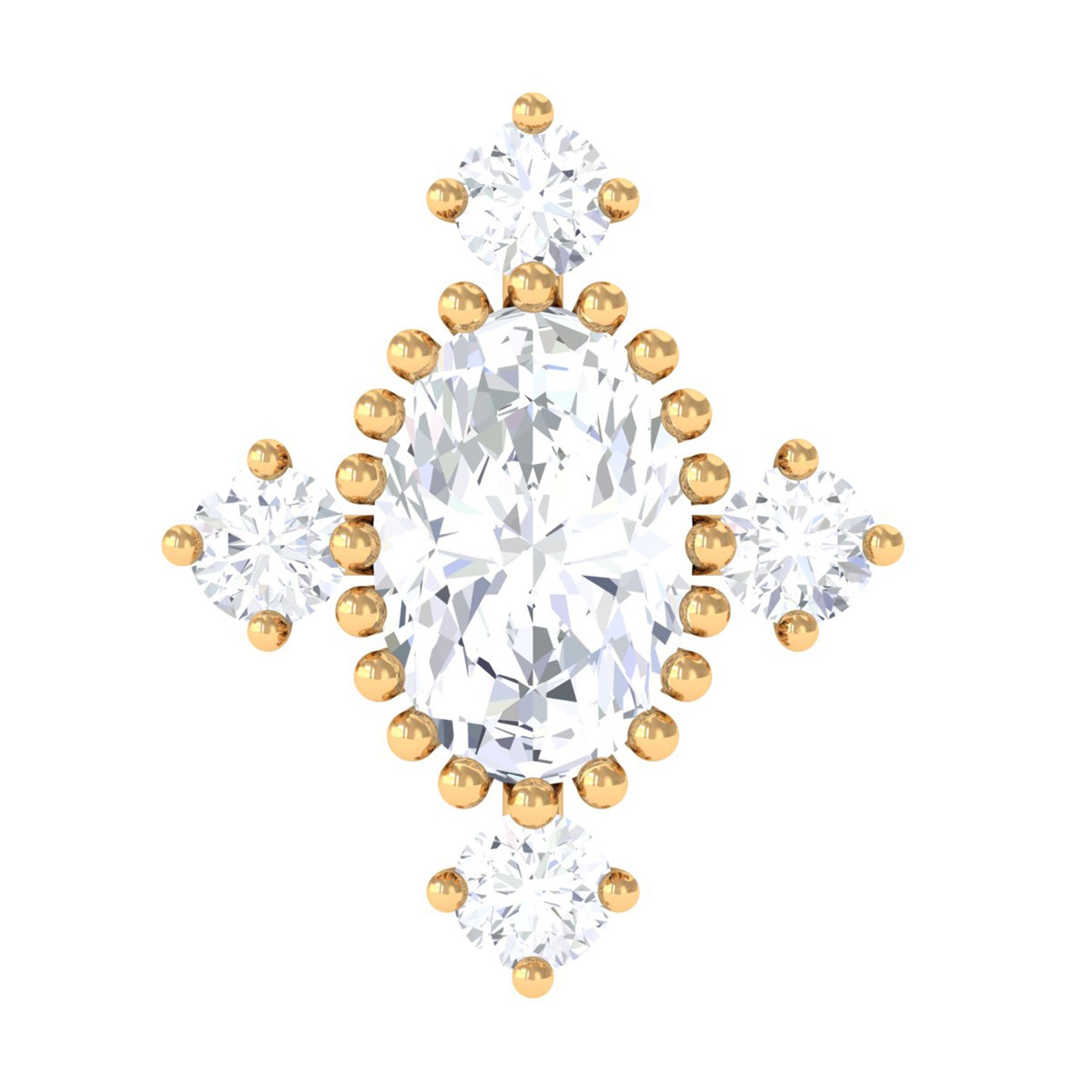 Vintage Inspired Oval Diamond Cartilage Earring Natural - ( HI-SI ) - Rosec Jewels