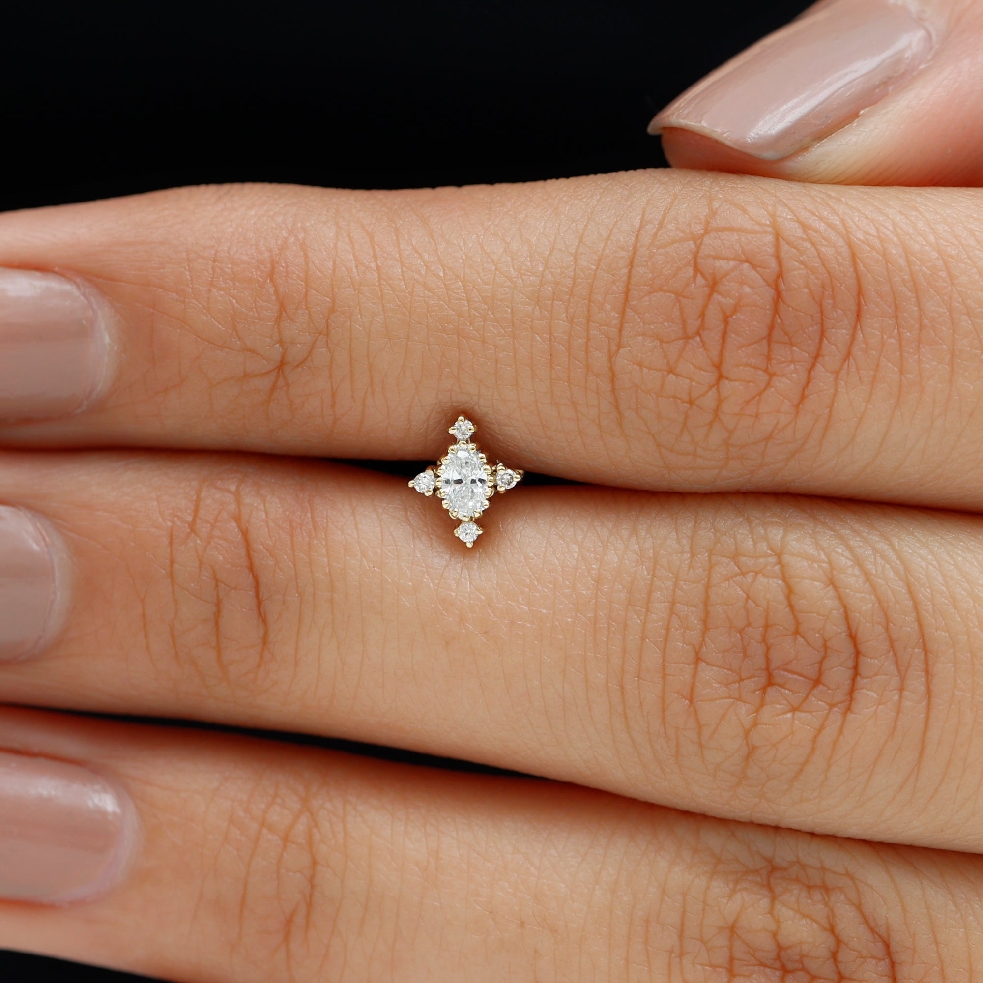 Rosec Jewels-Vintage Inspired Oval Diamond Cartilage Earring