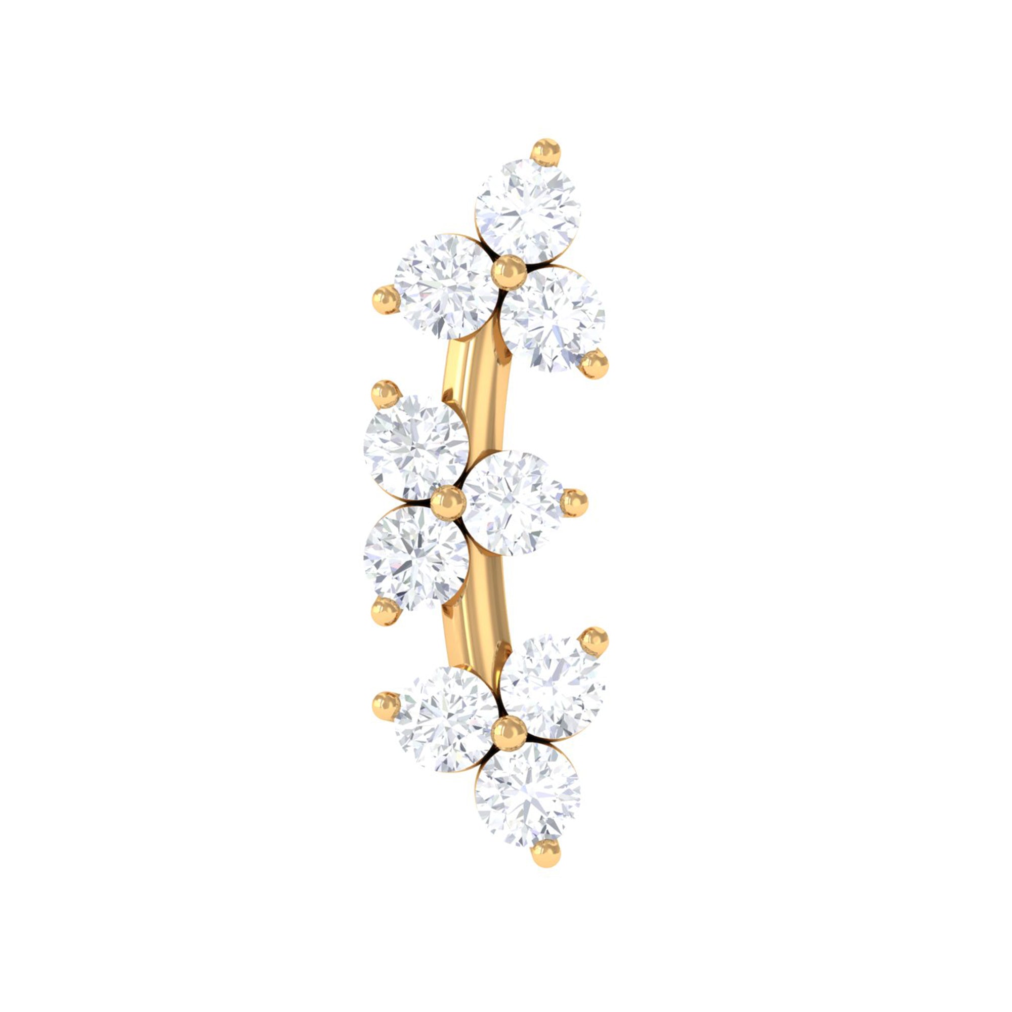 Simple Diamond Curved Helix Earring with Flat Back Natural - ( HI-SI ) - Rosec Jewels