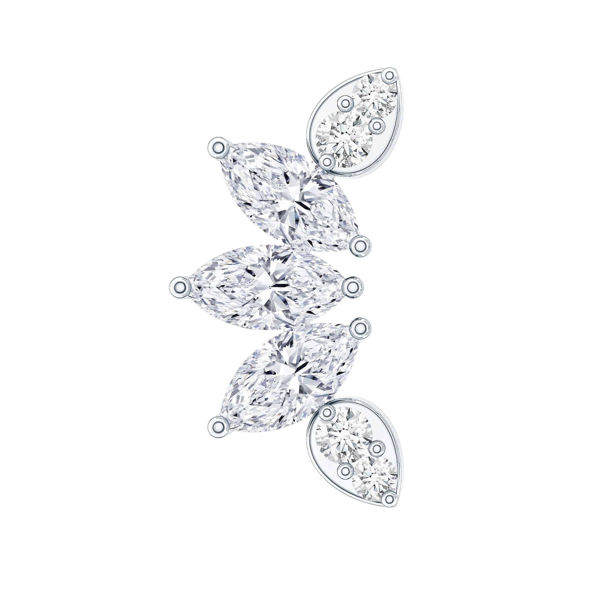 Marquise Diamond Leaf Crawler Earring for Helix Piercing Natural - ( HI-SI ) - Rosec Jewels