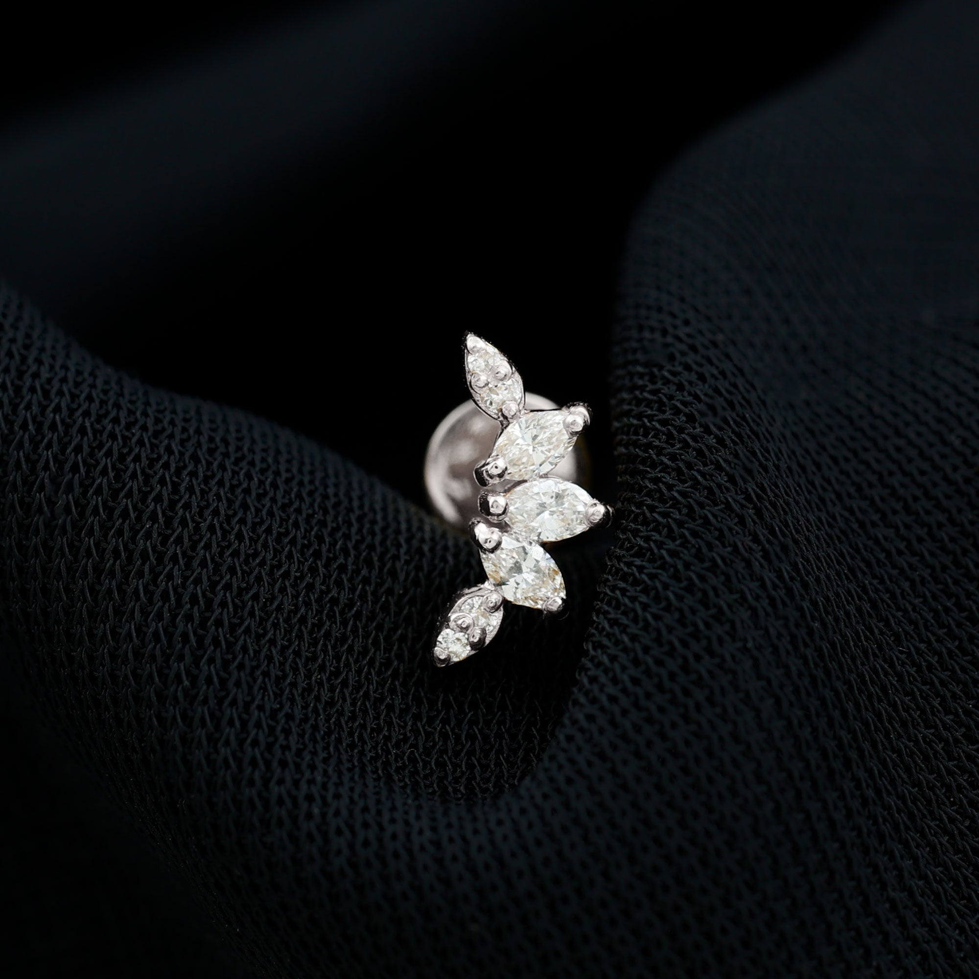 Marquise Diamond Leaf Crawler Earring for Helix Piercing Natural - ( HI-SI ) - Rosec Jewels