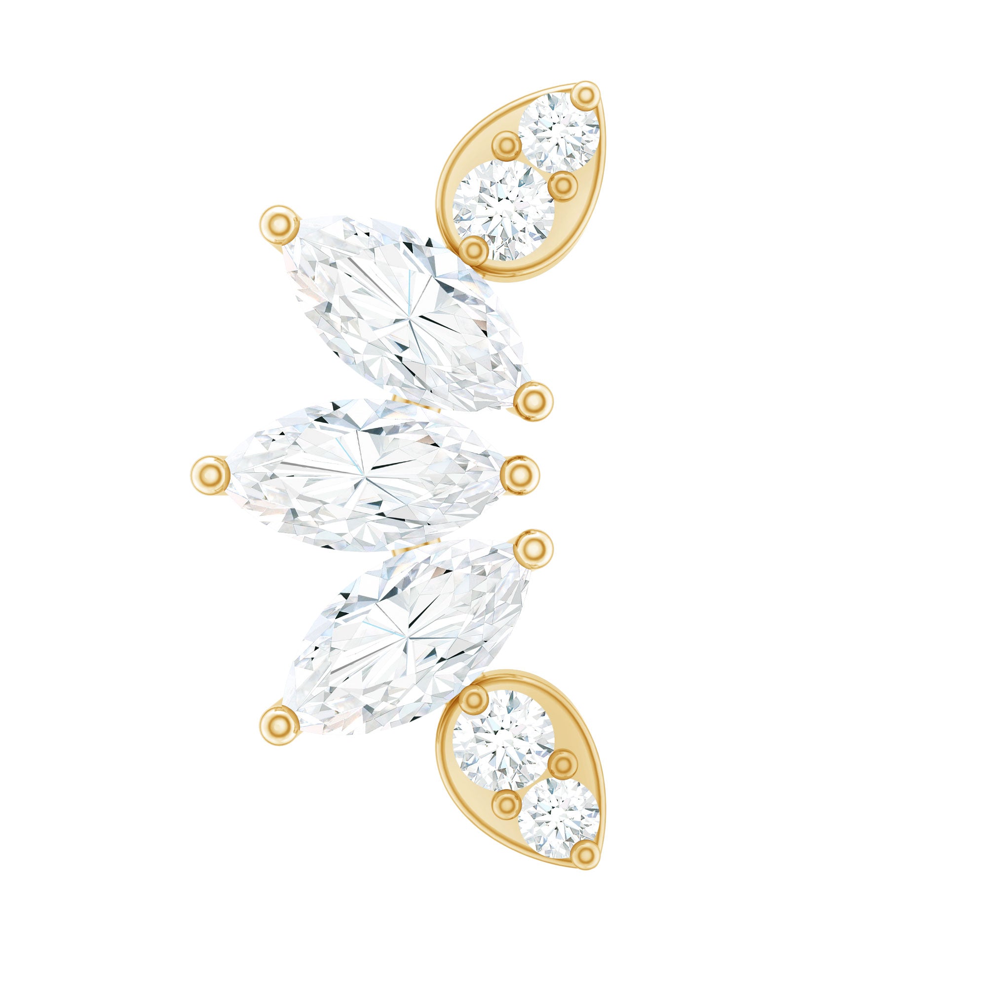 Marquise Diamond Leaf Crawler Earring for Helix Piercing Natural - ( HI-SI ) - Rosec Jewels
