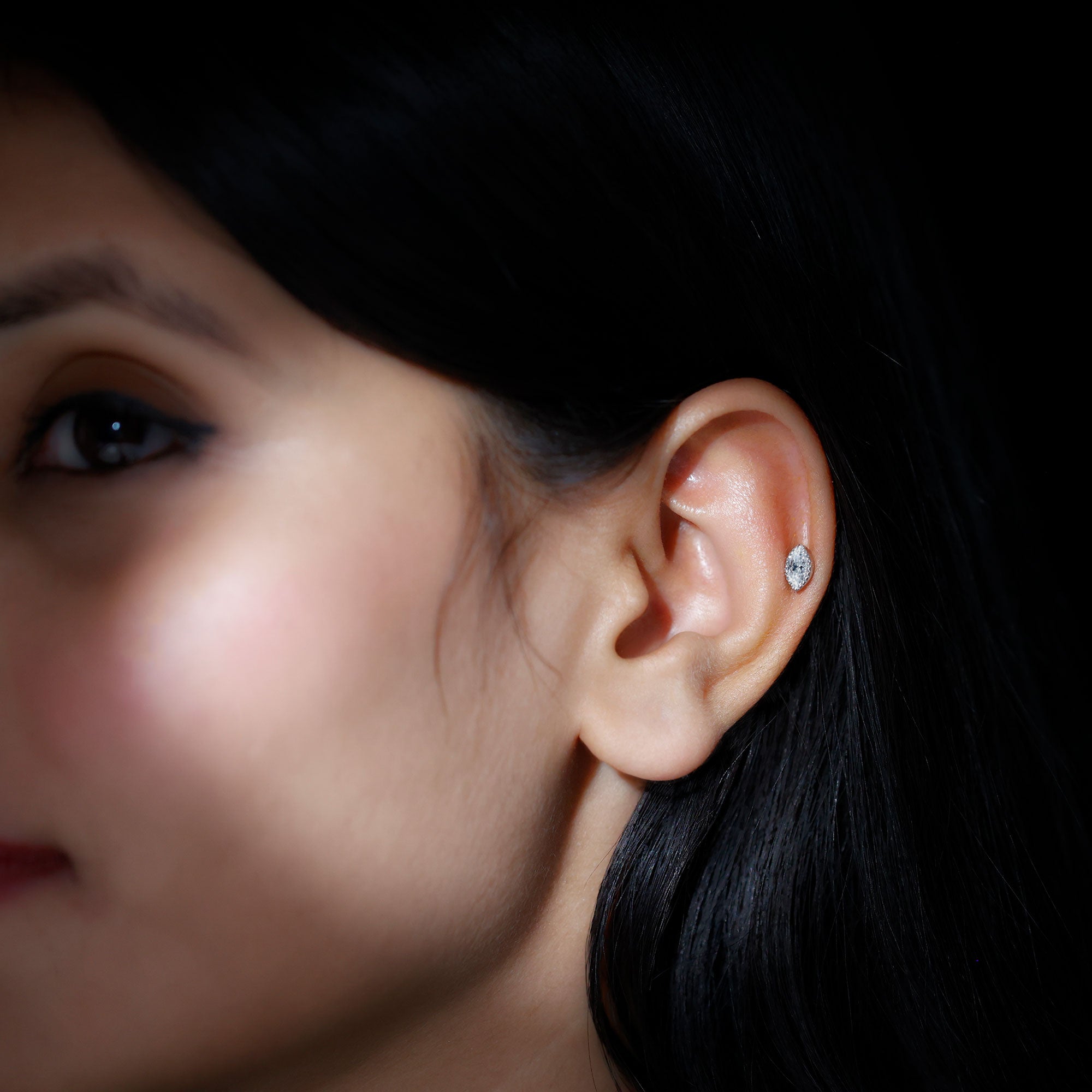 Marquise Diamond Solitaire Earring for Tragus Piercing Natural - ( HI-SI ) - Rosec Jewels
