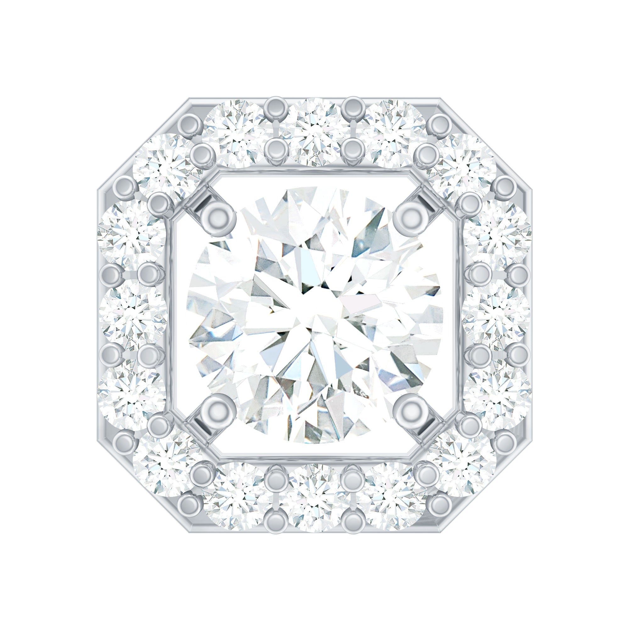 Simple Octagon Shape Diamond Helix Earring Natural - ( HI-SI ) - Rosec Jewels
