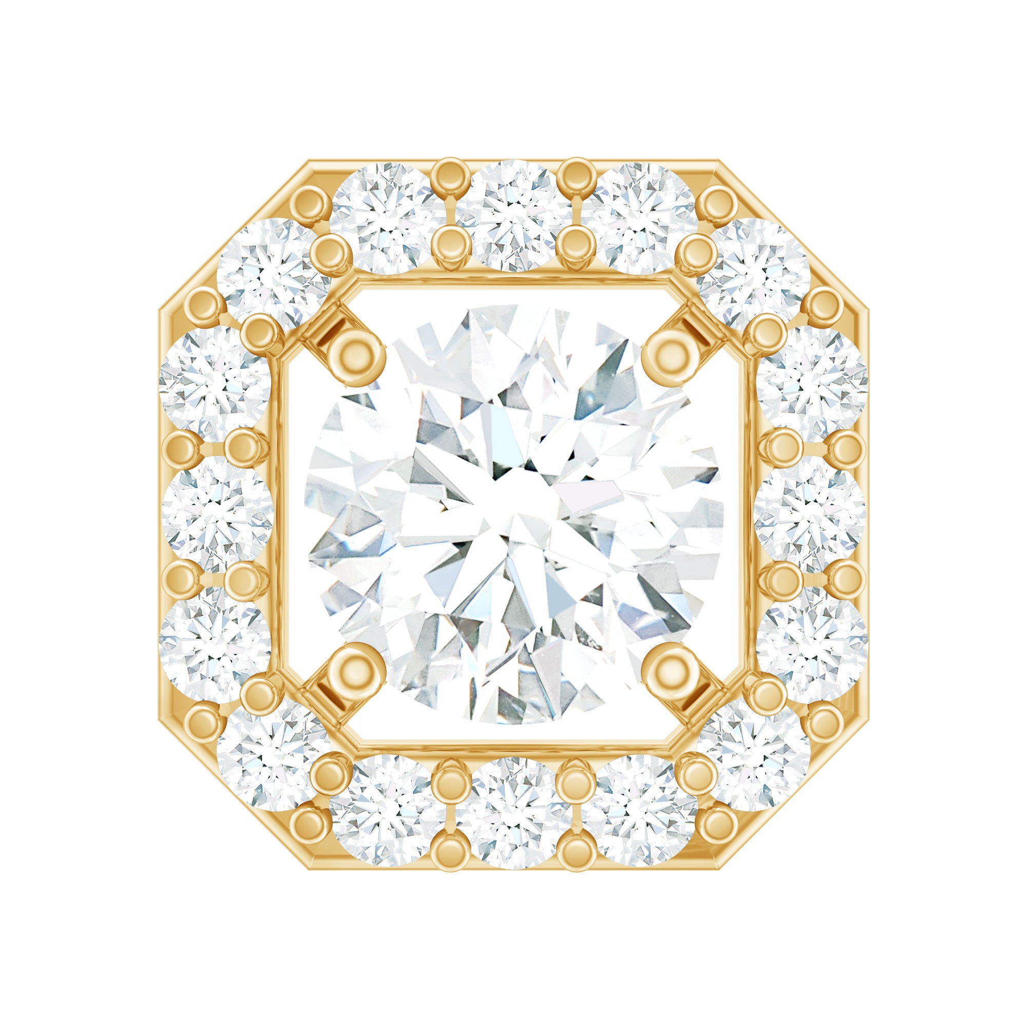 Simple Octagon Shape Diamond Helix Earring