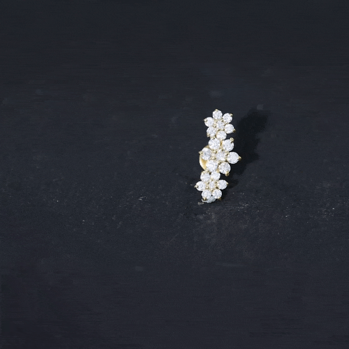 Certified Diamond Flower Crawler Cartilage Earring Natural - ( HI-SI ) - Rosec Jewels