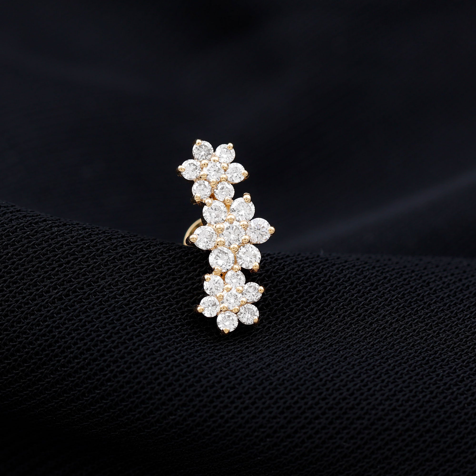 Certified Diamond Flower Crawler Cartilage Earring Natural - ( HI-SI ) - Rosec Jewels